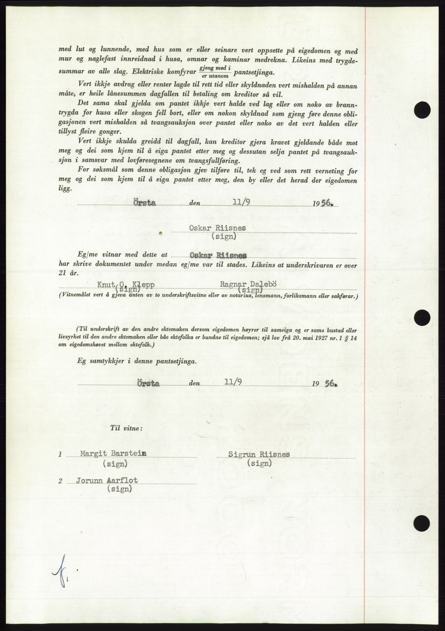 Søre Sunnmøre sorenskriveri, SAT/A-4122/1/2/2C/L0128: Mortgage book no. 16B, 1956-1956, Diary no: : 1846/1956