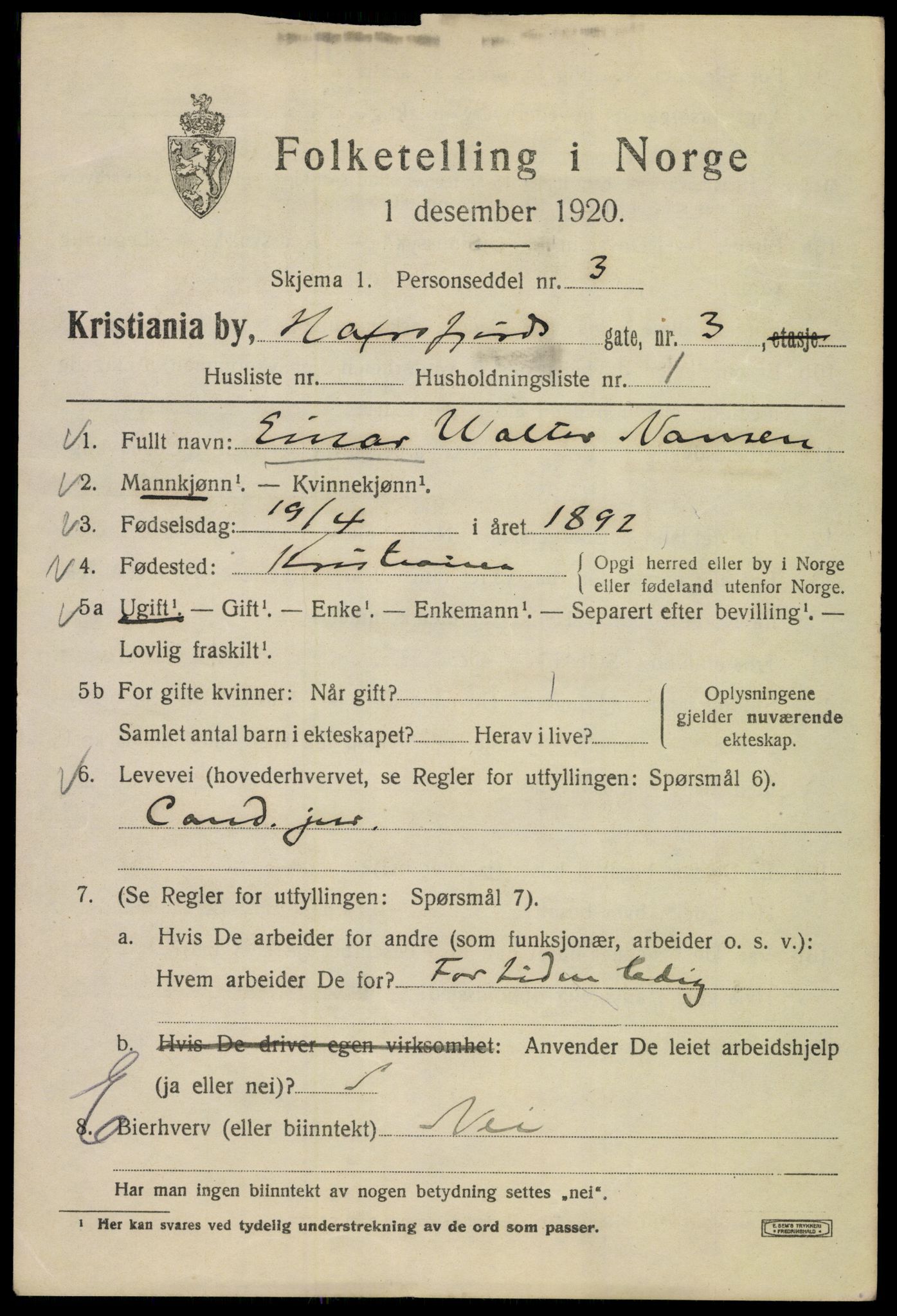 SAO, 1920 census for Kristiania, 1920, p. 266755