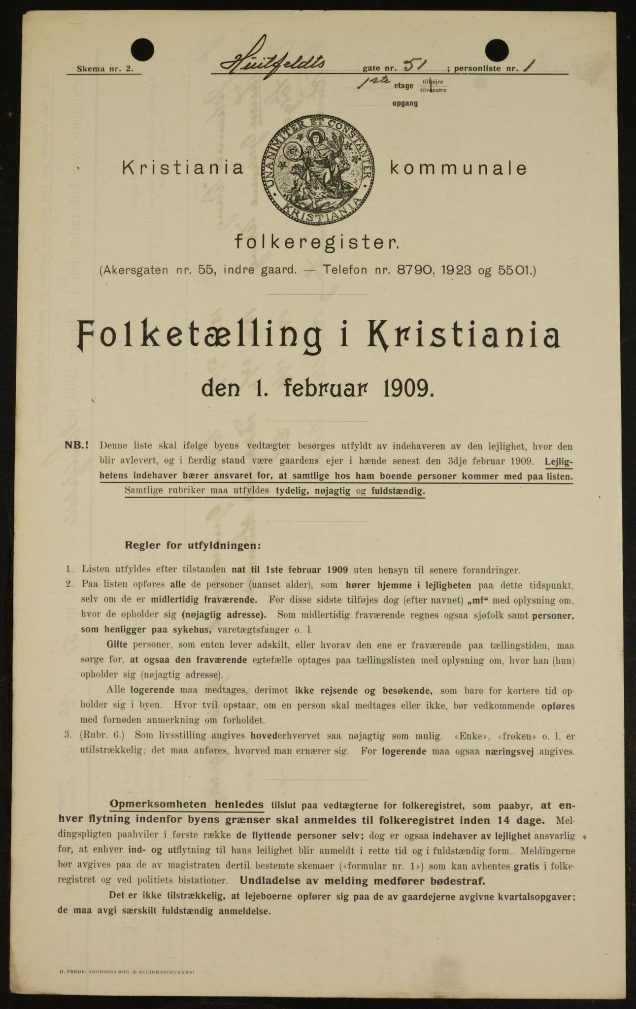 OBA, Municipal Census 1909 for Kristiania, 1909, p. 38352