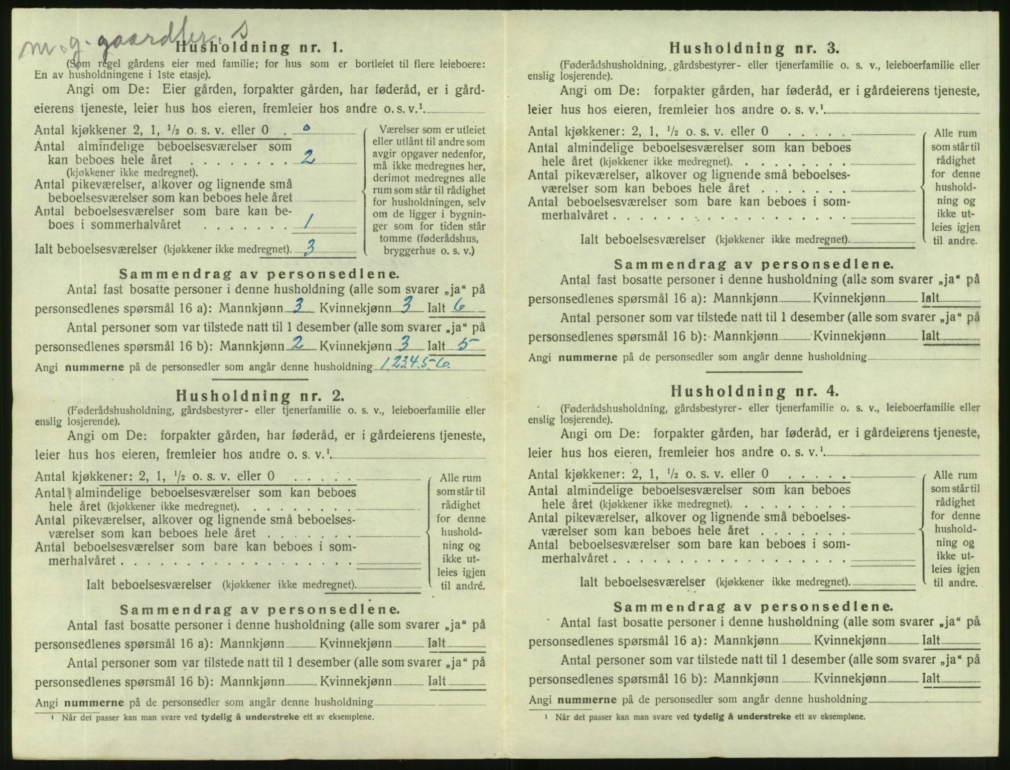 SAT, 1920 census for Vanylven, 1920, p. 654