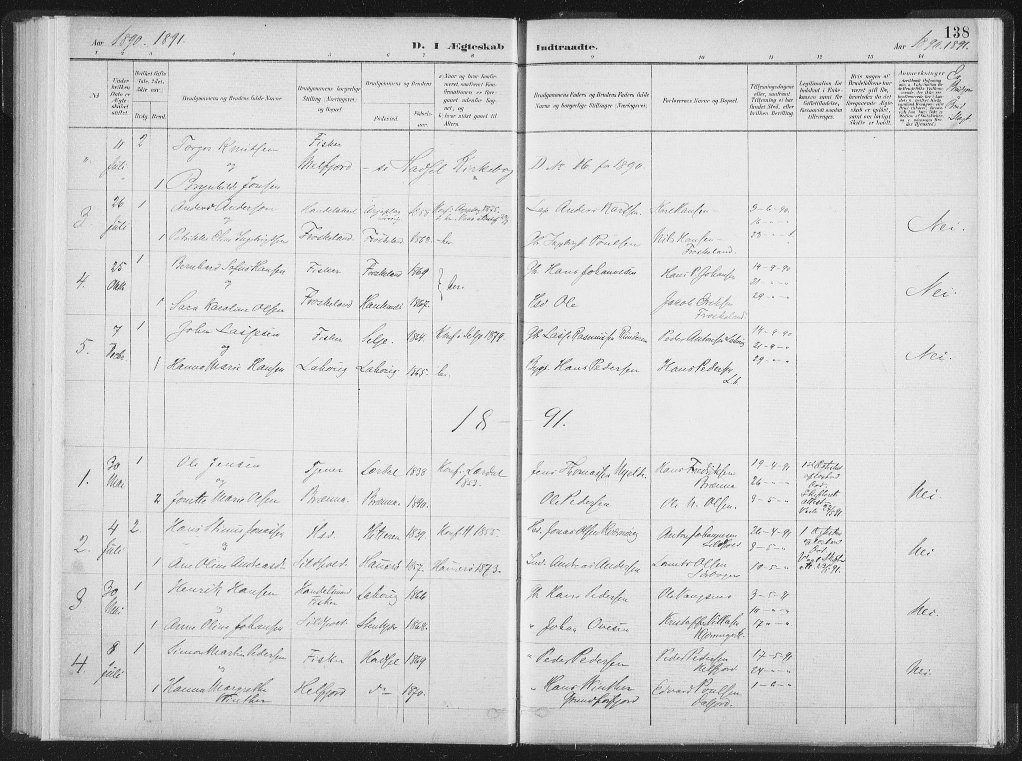 Ministerialprotokoller, klokkerbøker og fødselsregistre - Nordland, SAT/A-1459/890/L1286: Parish register (official) no. 890A01, 1882-1902, p. 138