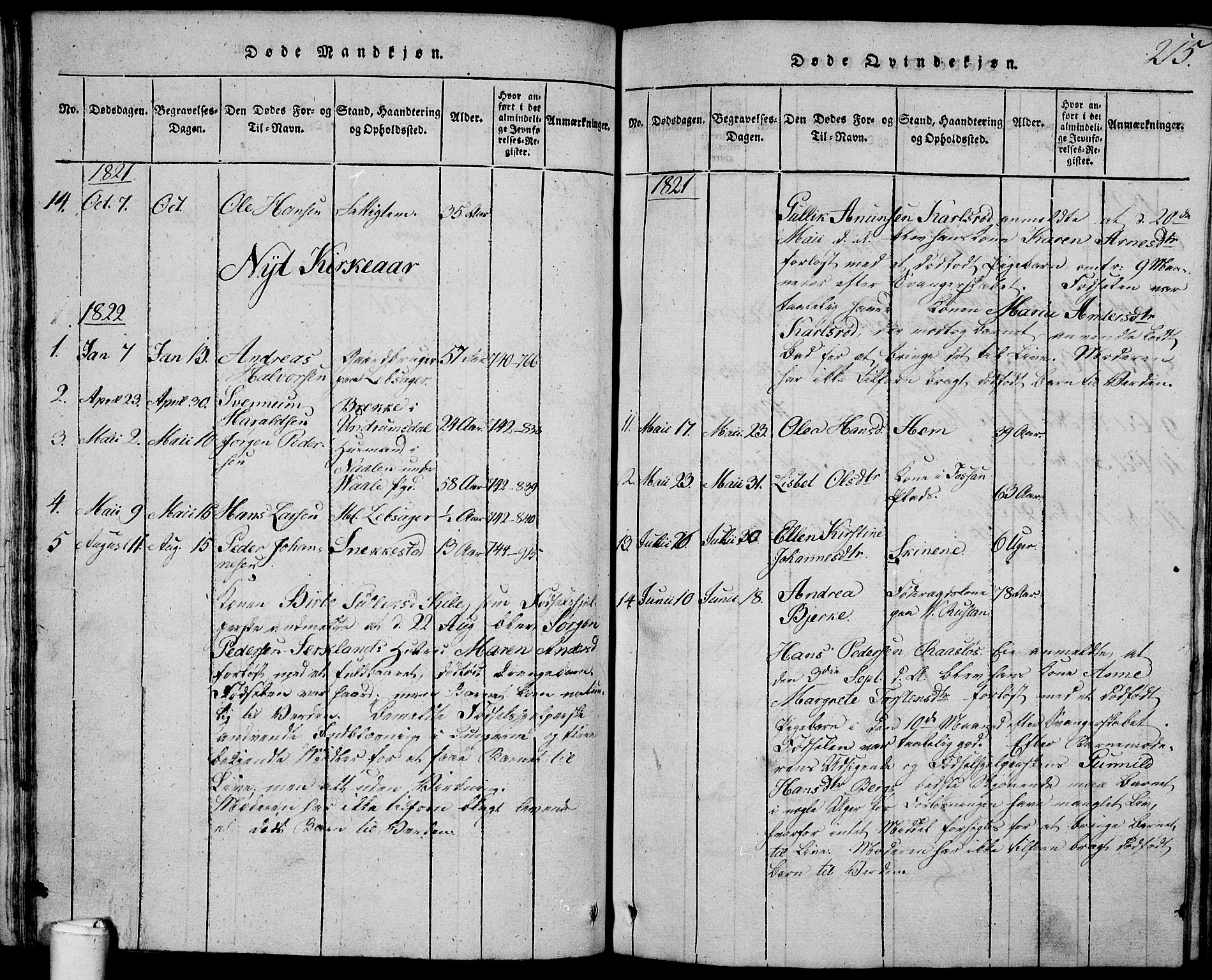 Våle kirkebøker, SAKO/A-334/G/Ga/L0001: Parish register (copy) no. I 1, 1814-1824, p. 214-215