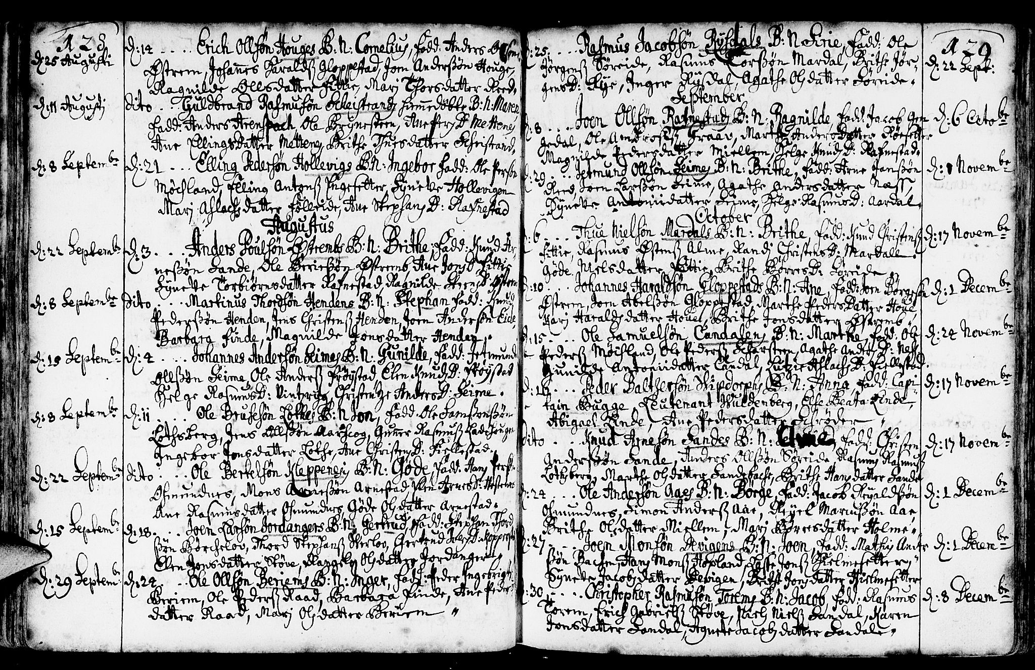 Gloppen sokneprestembete, AV/SAB-A-80101/H/Haa/Haaa/L0002: Parish register (official) no. A 2, 1712-1735, p. 128-129