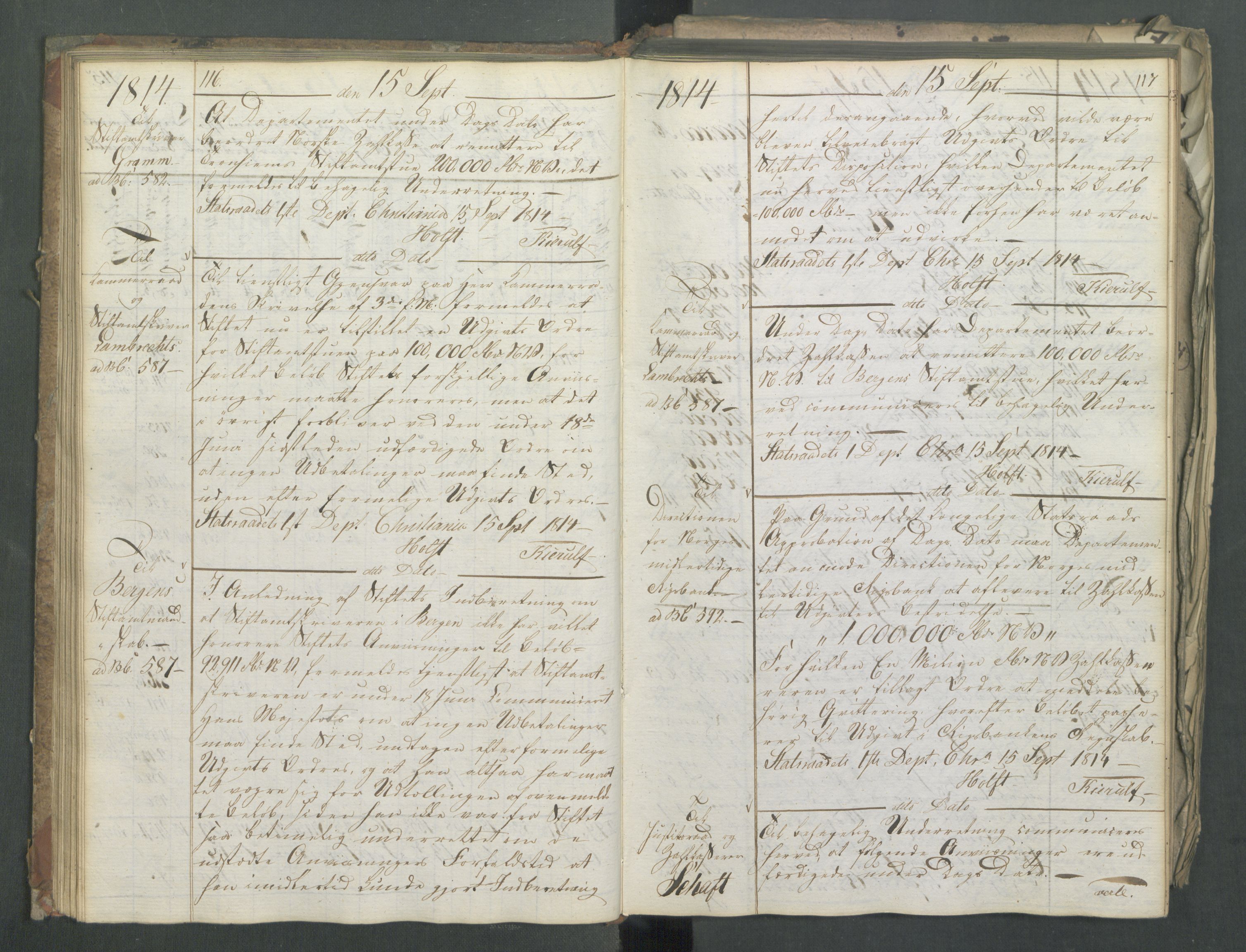 Departementene i 1814, AV/RA-S-3899/Fa/L0011: Bokholderkontoret - Kopibok, 1814, p. 116-117