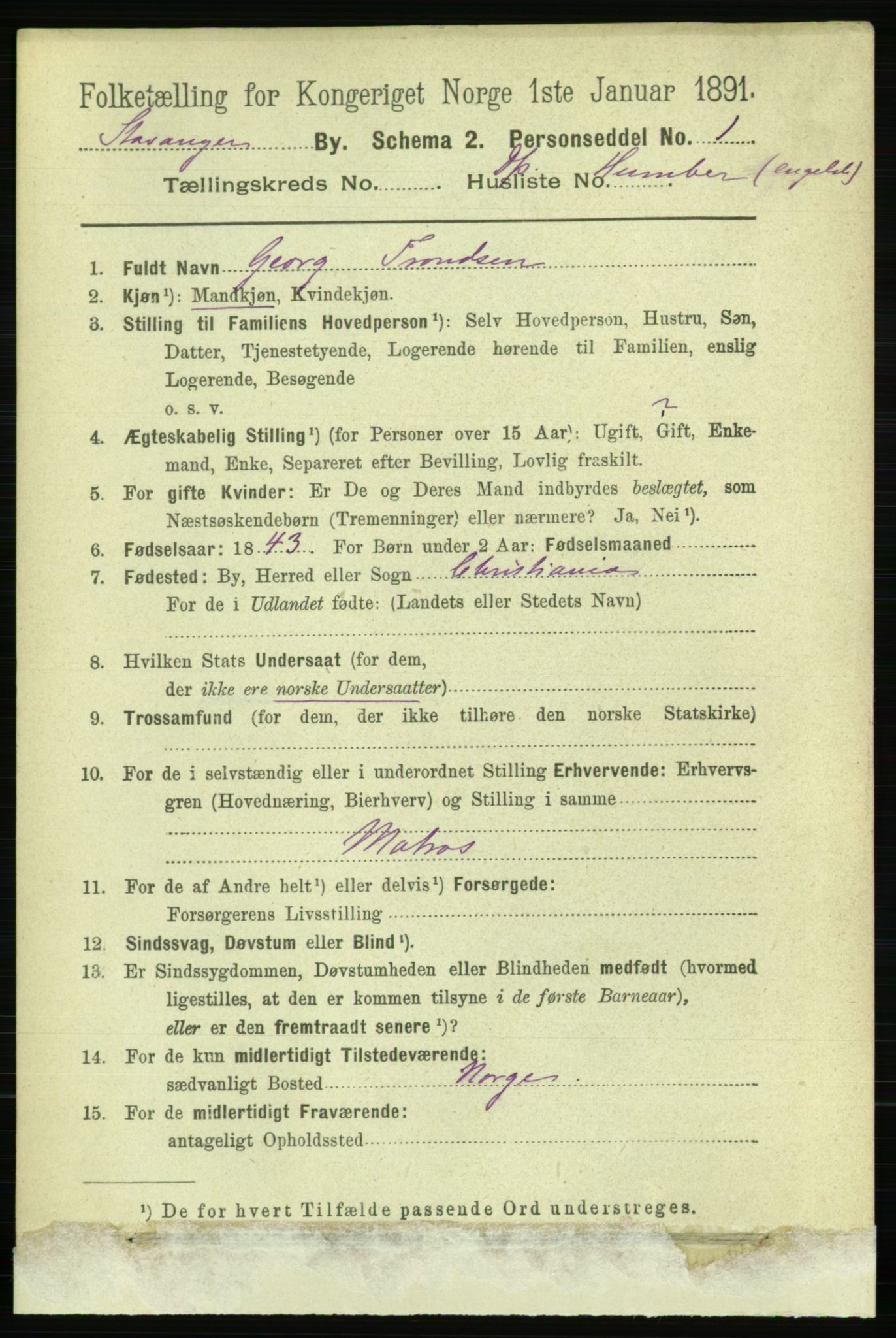 RA, 1891 census for 1103 Stavanger, 1891, p. 29874