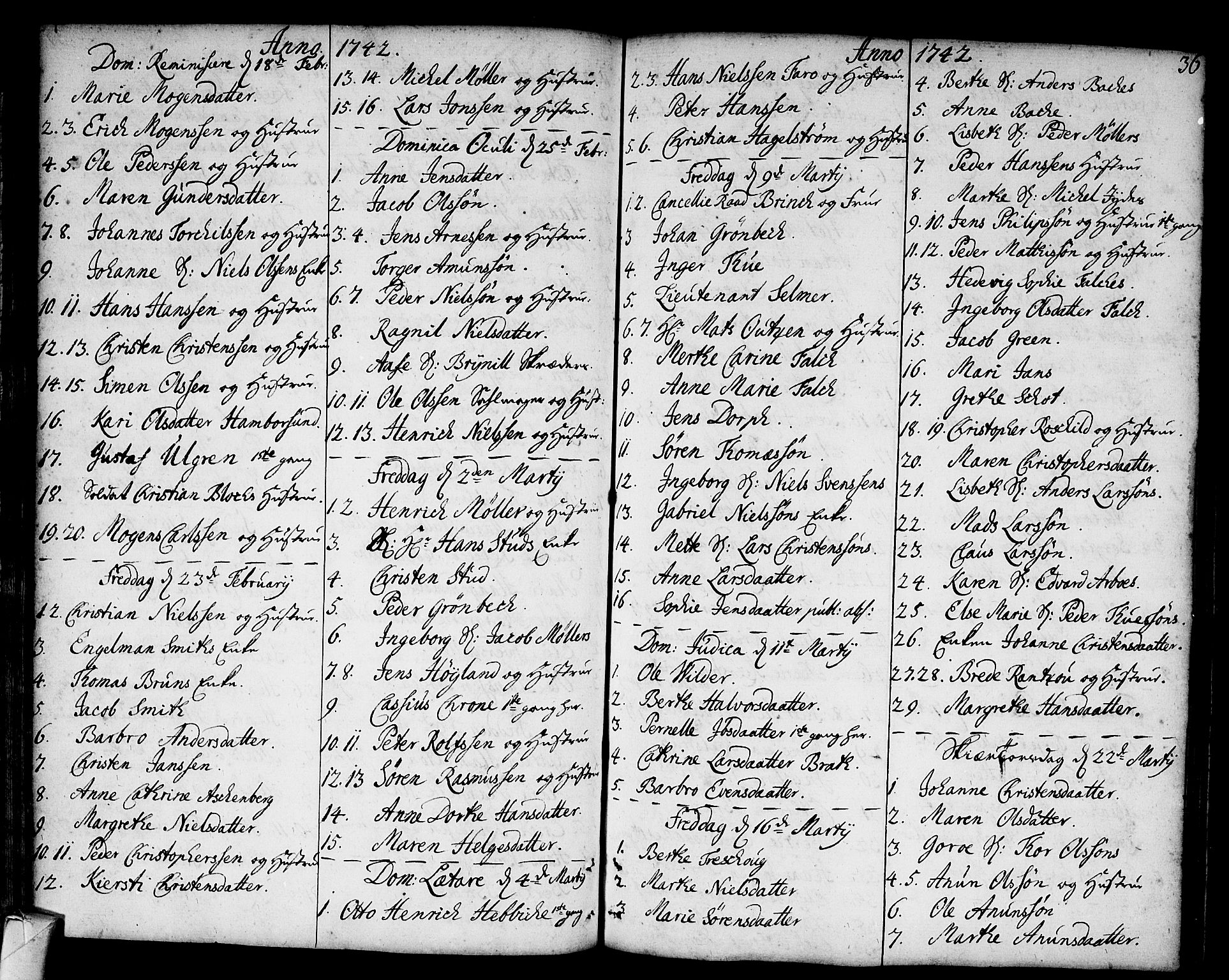 Strømsø kirkebøker, SAKO/A-246/F/Fa/L0006: Parish register (official) no. I 6, 1740-1747, p. 36