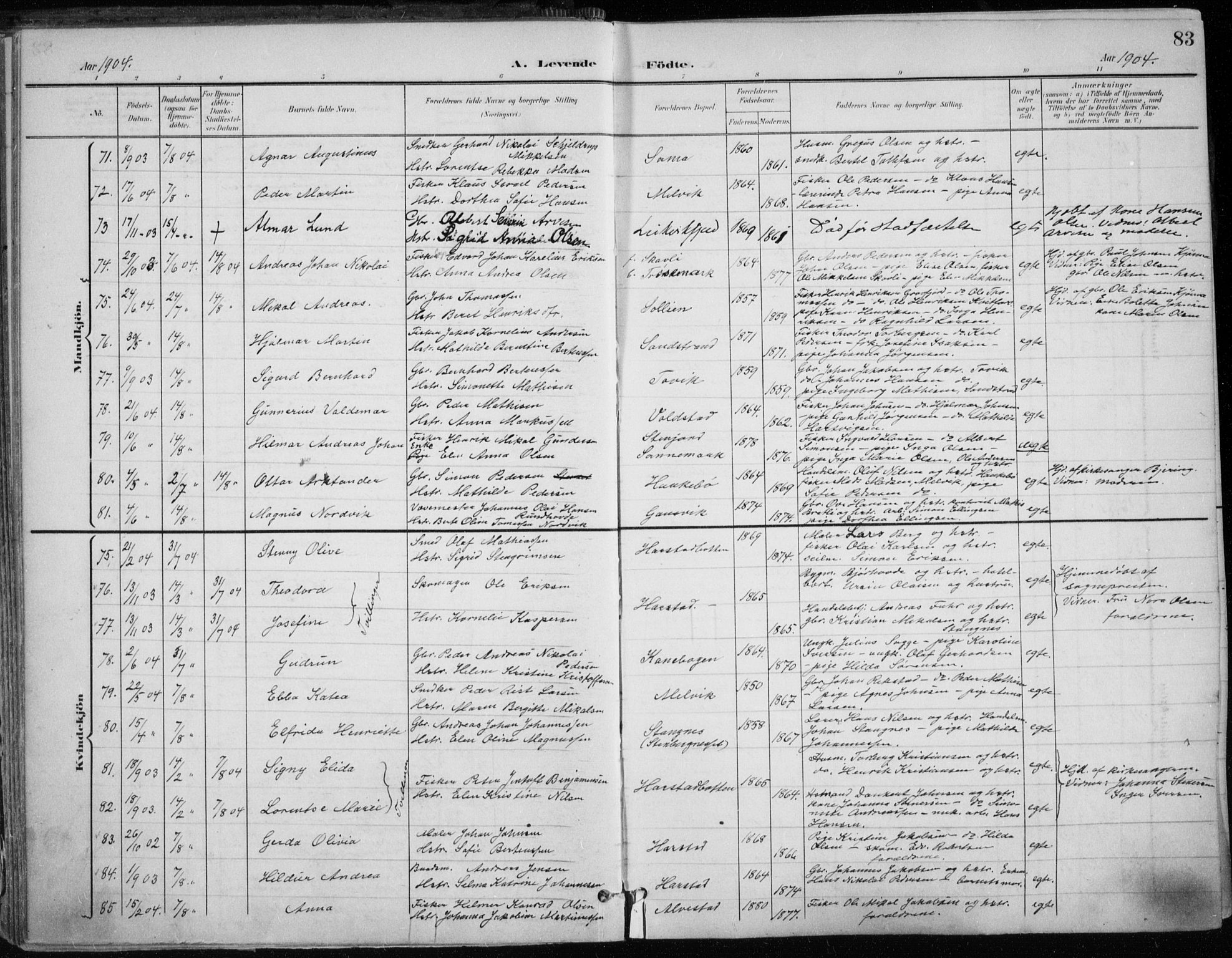 Trondenes sokneprestkontor, SATØ/S-1319/H/Ha/L0017kirke: Parish register (official) no. 17, 1899-1908, p. 83