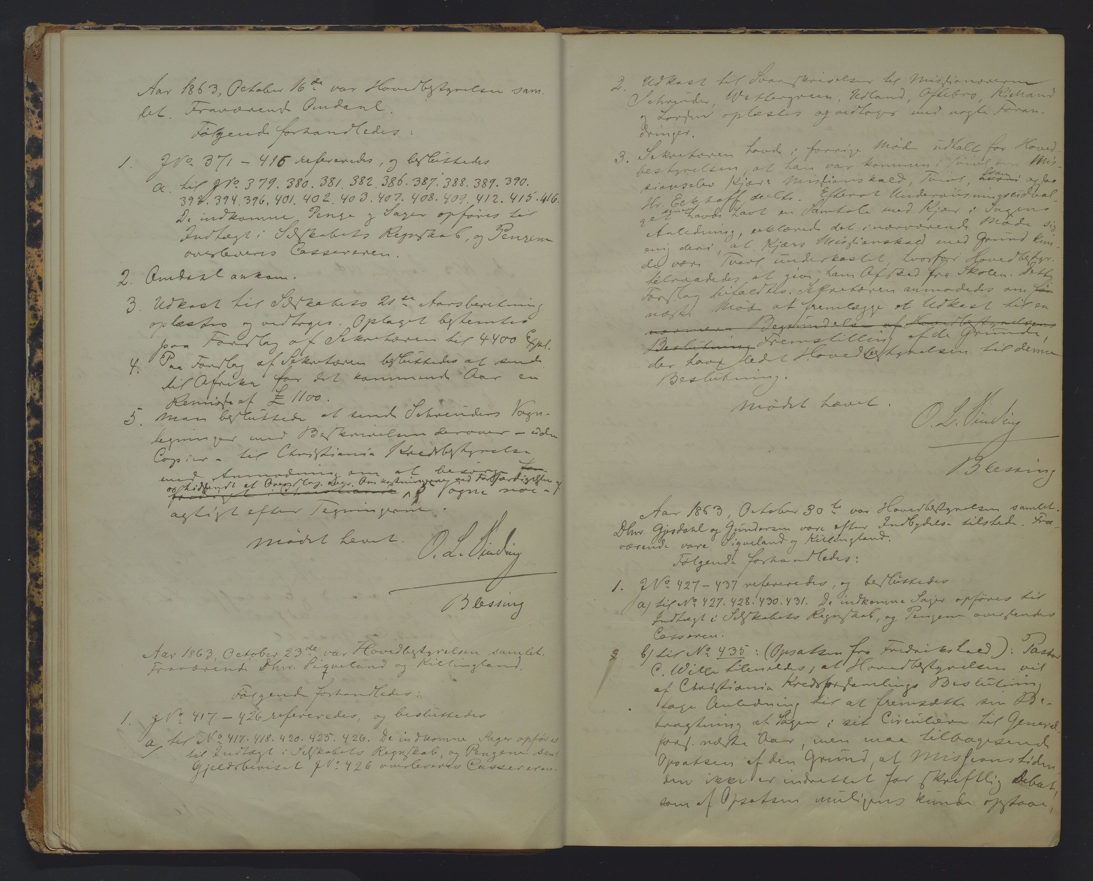 Det Norske Misjonsselskap - hovedadministrasjonen, VID/MA-A-1045/D/Da/Daa/L0008: Styreprotokoll nr. III, 17. juli 1862 - 12. januar 1875, 1862-1875
