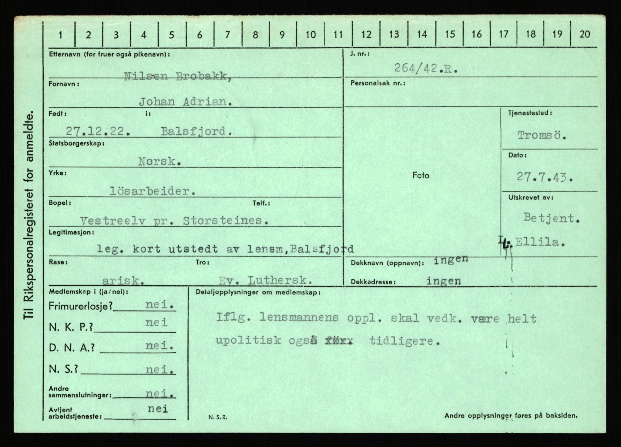 Statspolitiet - Hovedkontoret / Osloavdelingen, AV/RA-S-1329/C/Ca/L0003: Brechan - Eichinger	, 1943-1945, p. 448