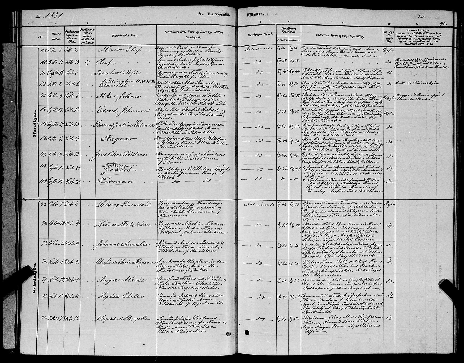 Ministerialprotokoller, klokkerbøker og fødselsregistre - Møre og Romsdal, AV/SAT-A-1454/529/L0466: Parish register (copy) no. 529C03, 1878-1888, p. 42