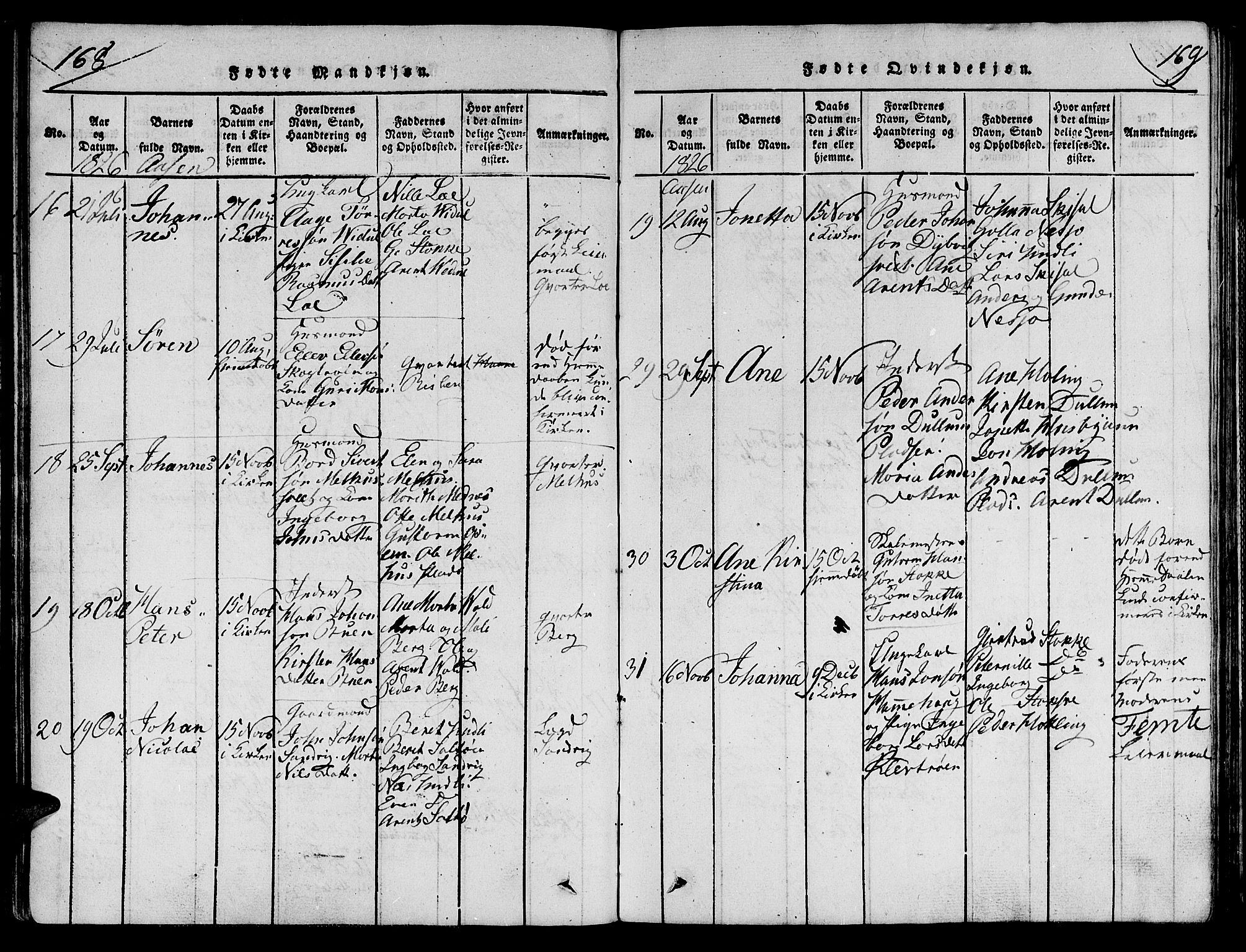 Ministerialprotokoller, klokkerbøker og fødselsregistre - Nord-Trøndelag, SAT/A-1458/713/L0112: Parish register (official) no. 713A04 /2, 1817-1827, p. 168-169