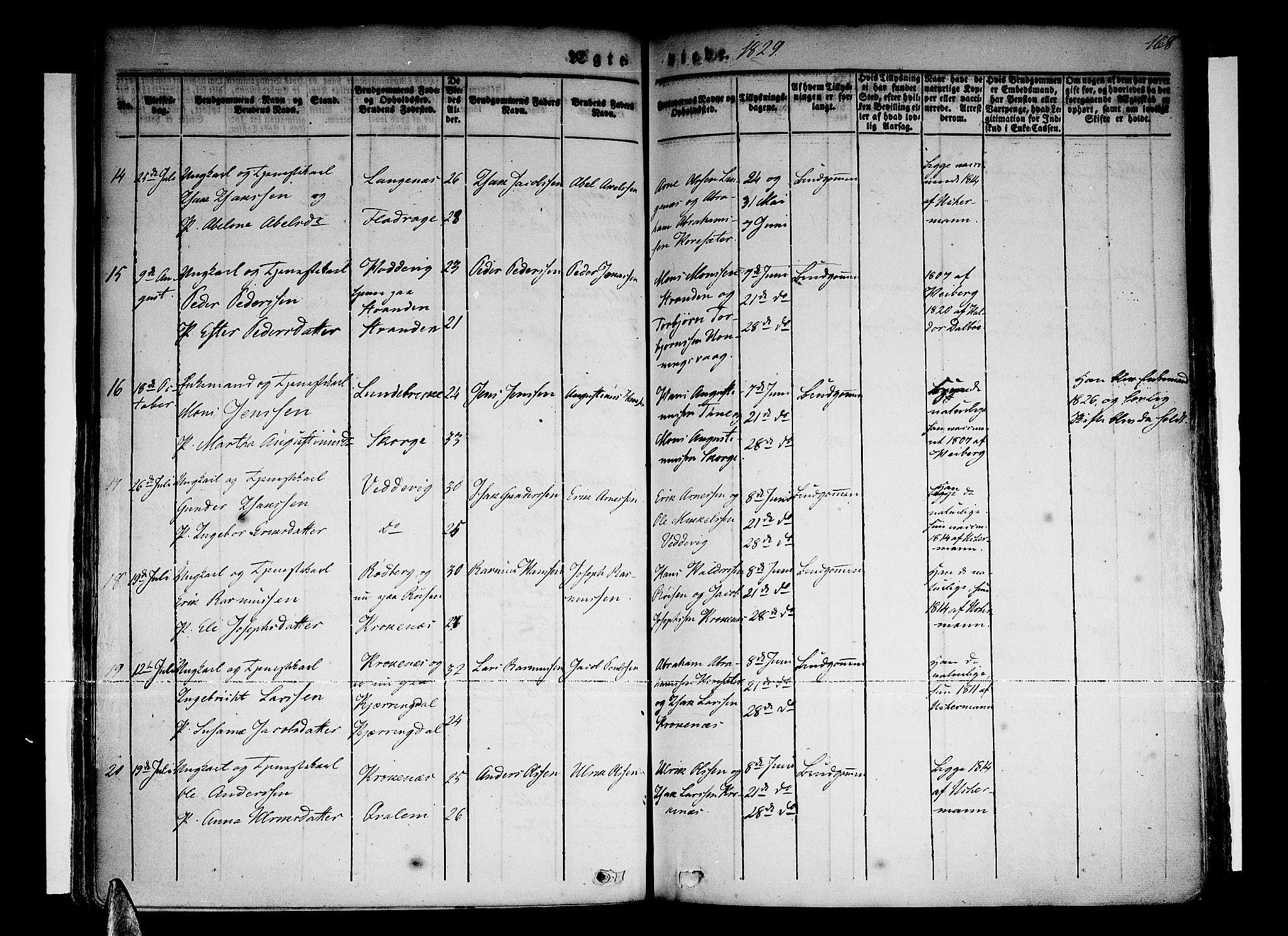 Selje sokneprestembete, SAB/A-99938/H/Ha/Haa/Haaa: Parish register (official) no. A 9, 1829-1844, p. 168