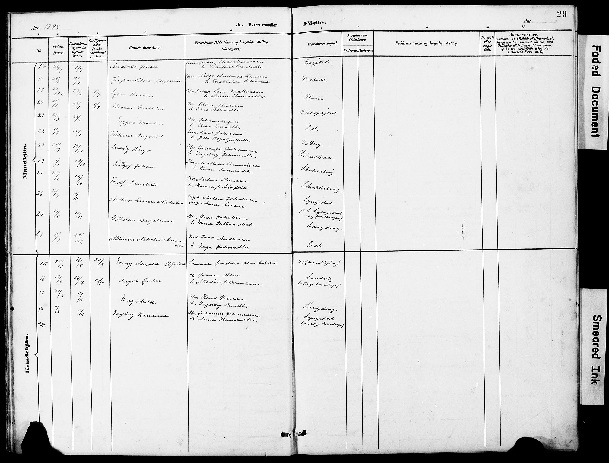 Ministerialprotokoller, klokkerbøker og fødselsregistre - Nordland, AV/SAT-A-1459/884/L1197: Parish register (copy) no. 884C03, 1888-1926, p. 29