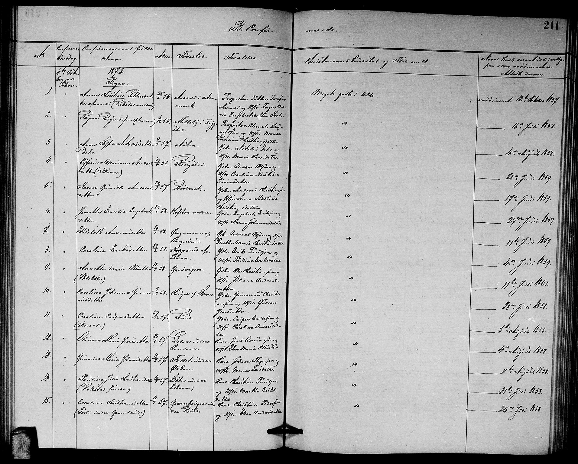 Høland prestekontor Kirkebøker, AV/SAO-A-10346a/G/Ga/L0006: Parish register (copy) no. I 6, 1869-1879, p. 211