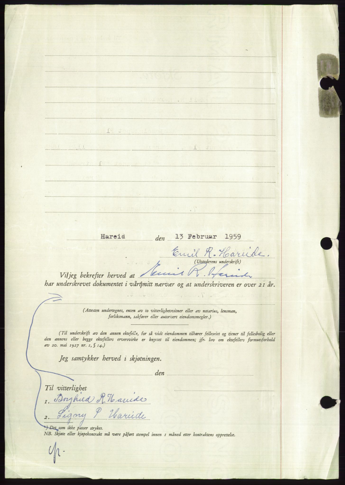Søre Sunnmøre sorenskriveri, AV/SAT-A-4122/1/2/2C/L0112: Mortgage book no. 38A, 1959-1959, Diary no: : 338/1959