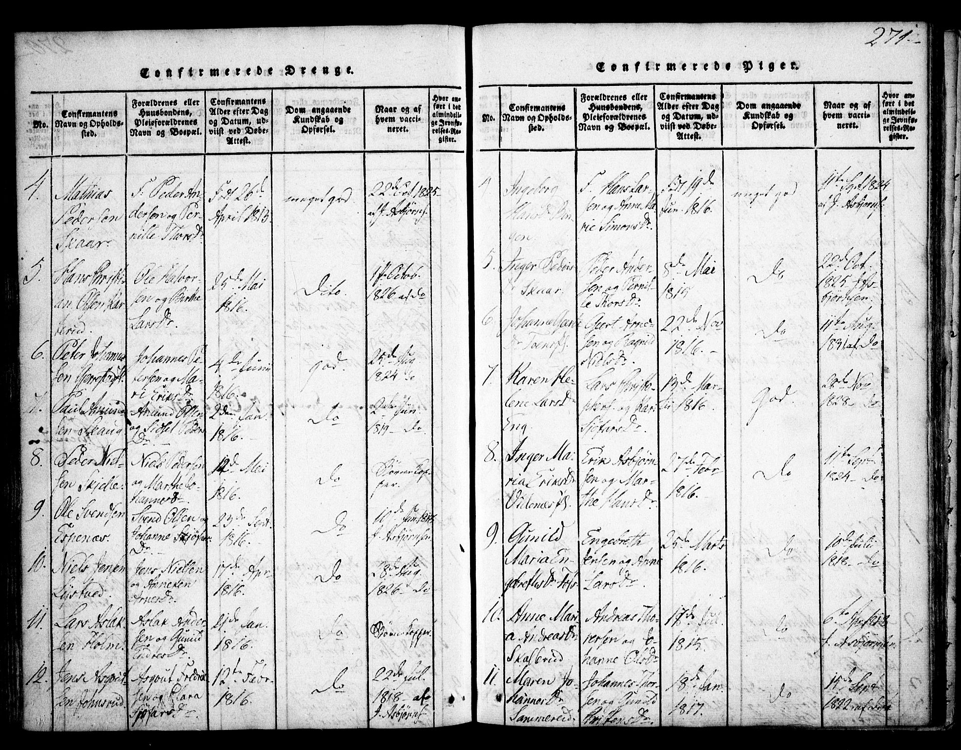 Skiptvet prestekontor Kirkebøker, AV/SAO-A-20009/F/Fa/L0005: Parish register (official) no. 5, 1814-1838, p. 271