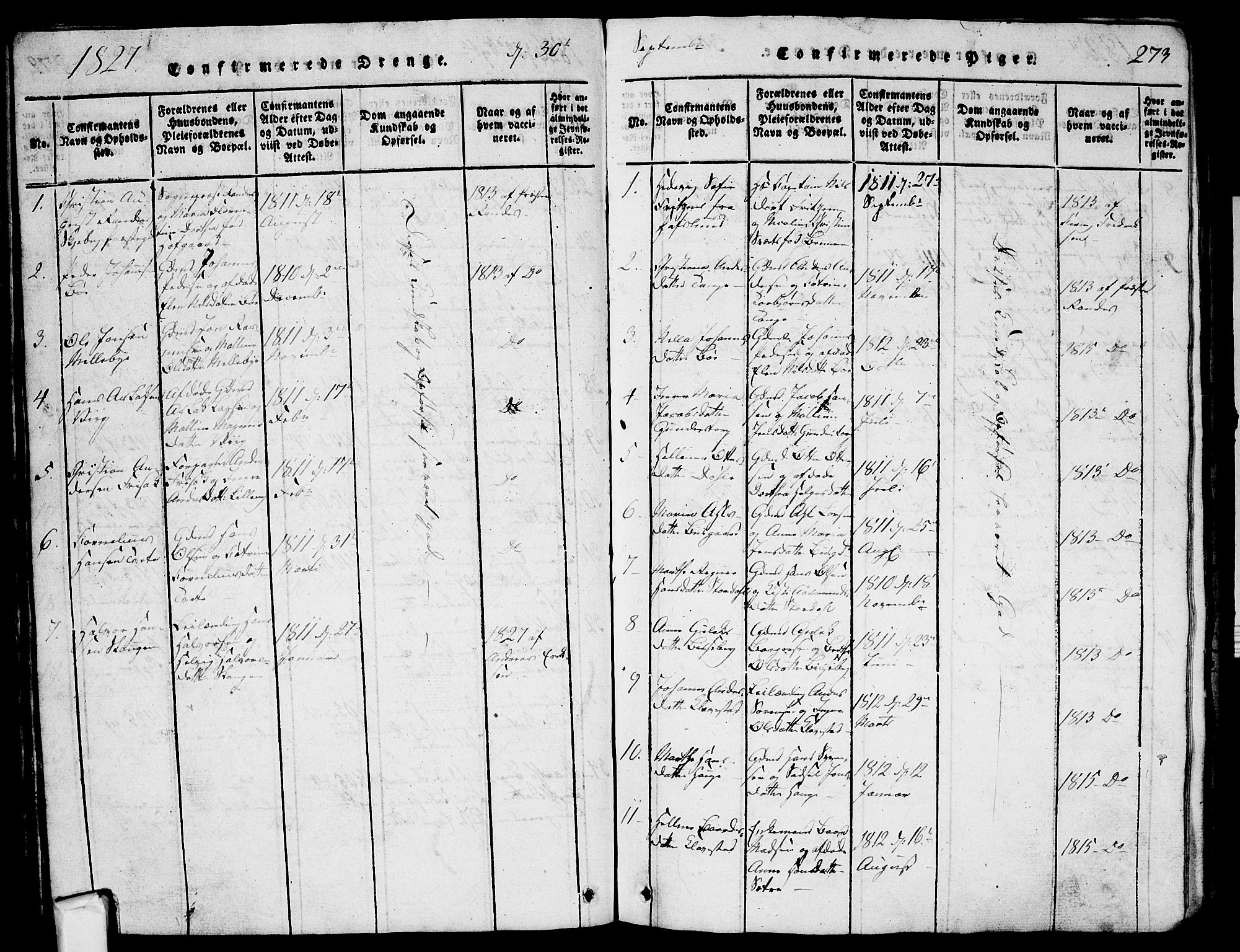 Skjeberg prestekontor Kirkebøker, SAO/A-10923/G/Ga/L0001: Parish register (copy) no. I 1, 1815-1830, p. 273