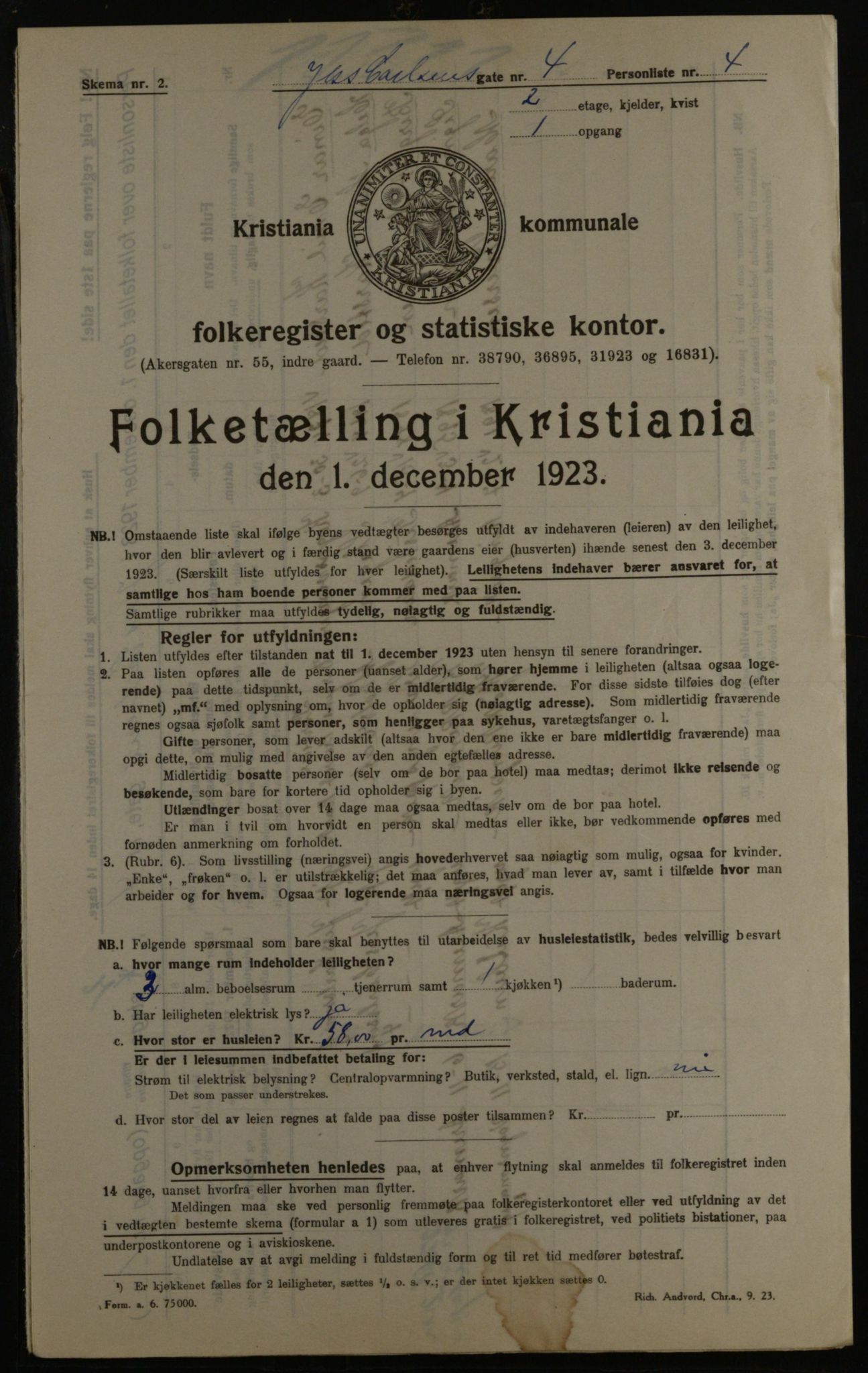 OBA, Municipal Census 1923 for Kristiania, 1923, p. 52629