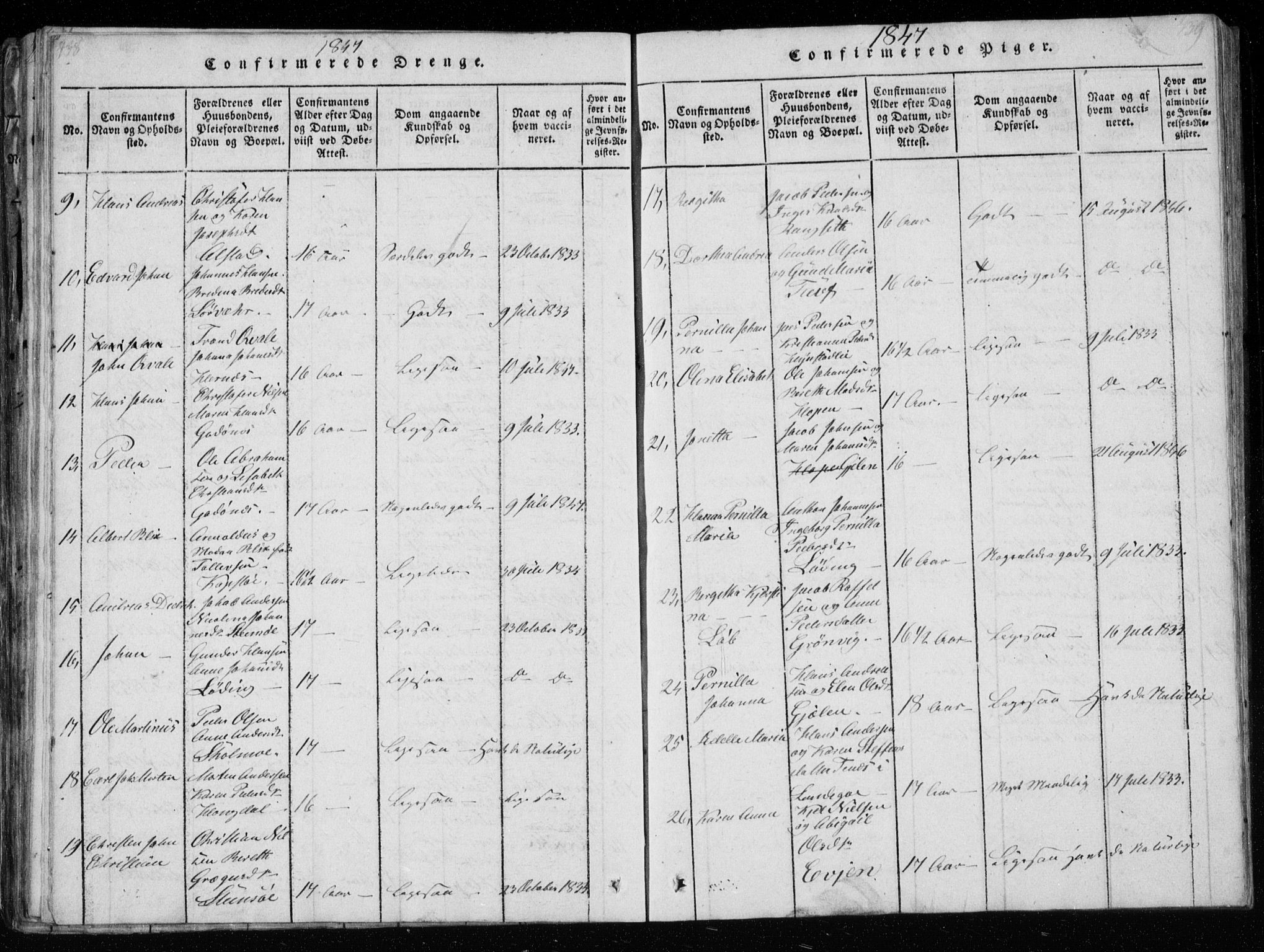 Ministerialprotokoller, klokkerbøker og fødselsregistre - Nordland, AV/SAT-A-1459/801/L0026: Parish register (copy) no. 801C01, 1820-1855, p. 438-439