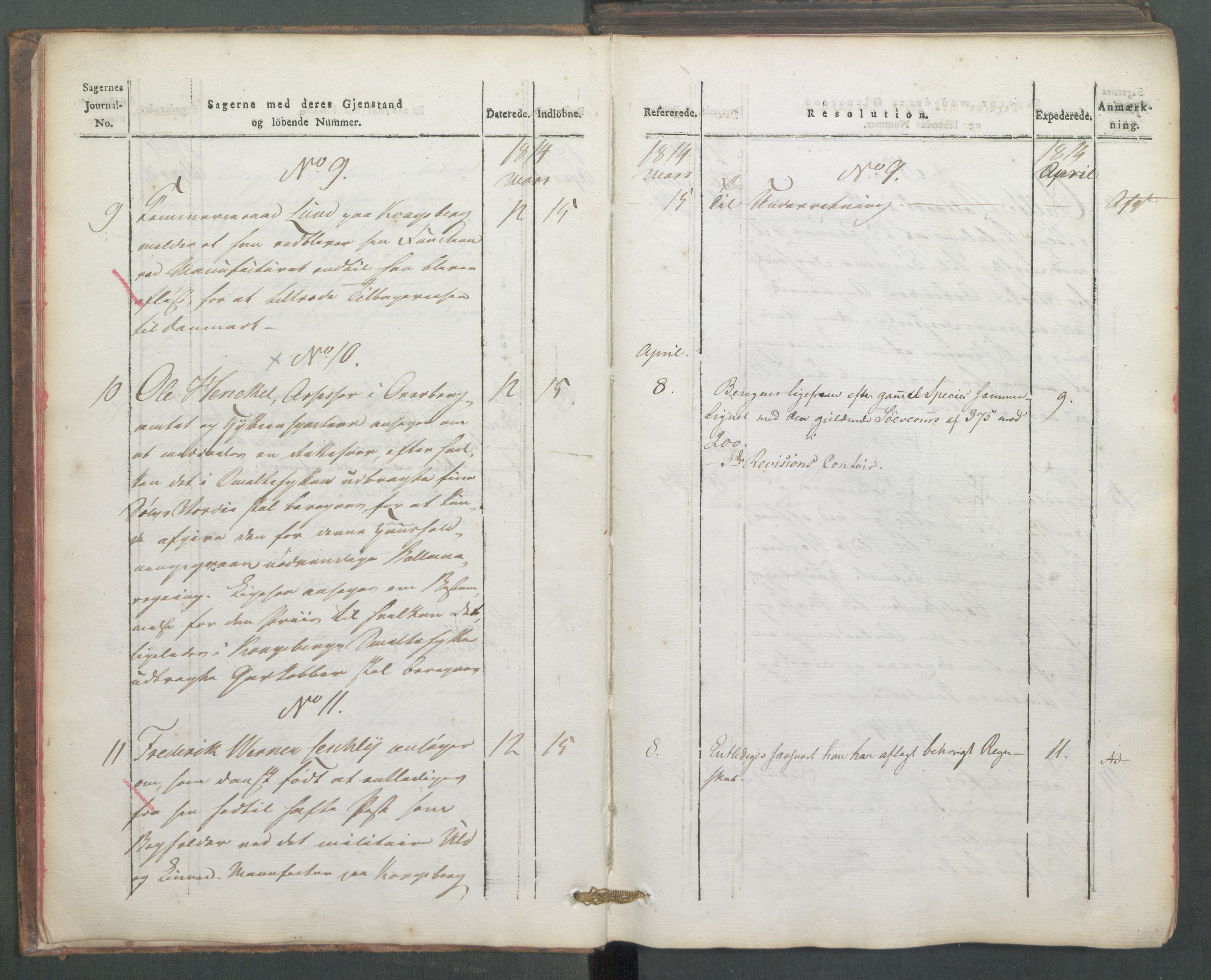 Departementene i 1814, AV/RA-S-3899/Fe/L0054: Journal, 1814
