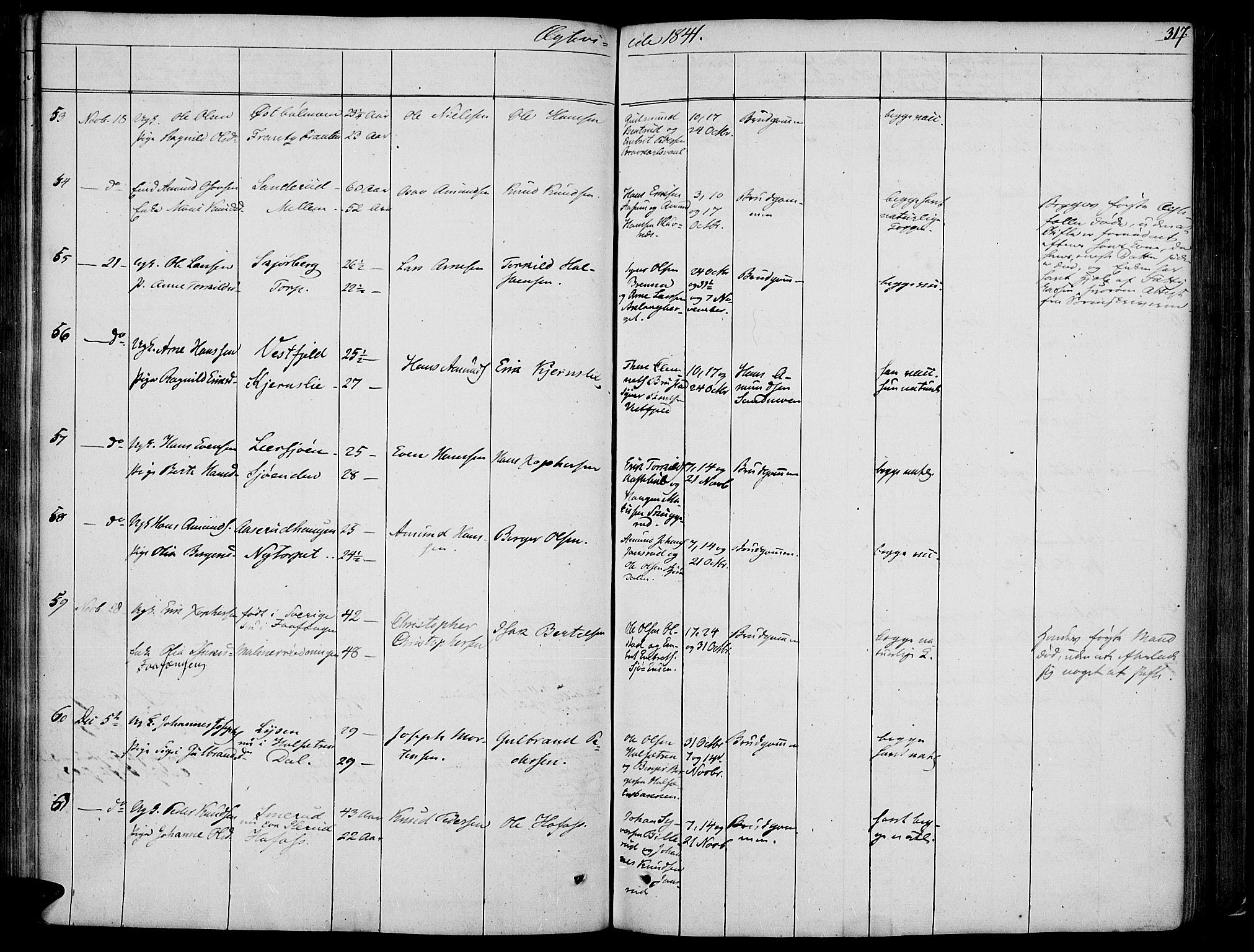 Vinger prestekontor, AV/SAH-PREST-024/H/Ha/Haa/L0008: Parish register (official) no. 8, 1839-1847, p. 317