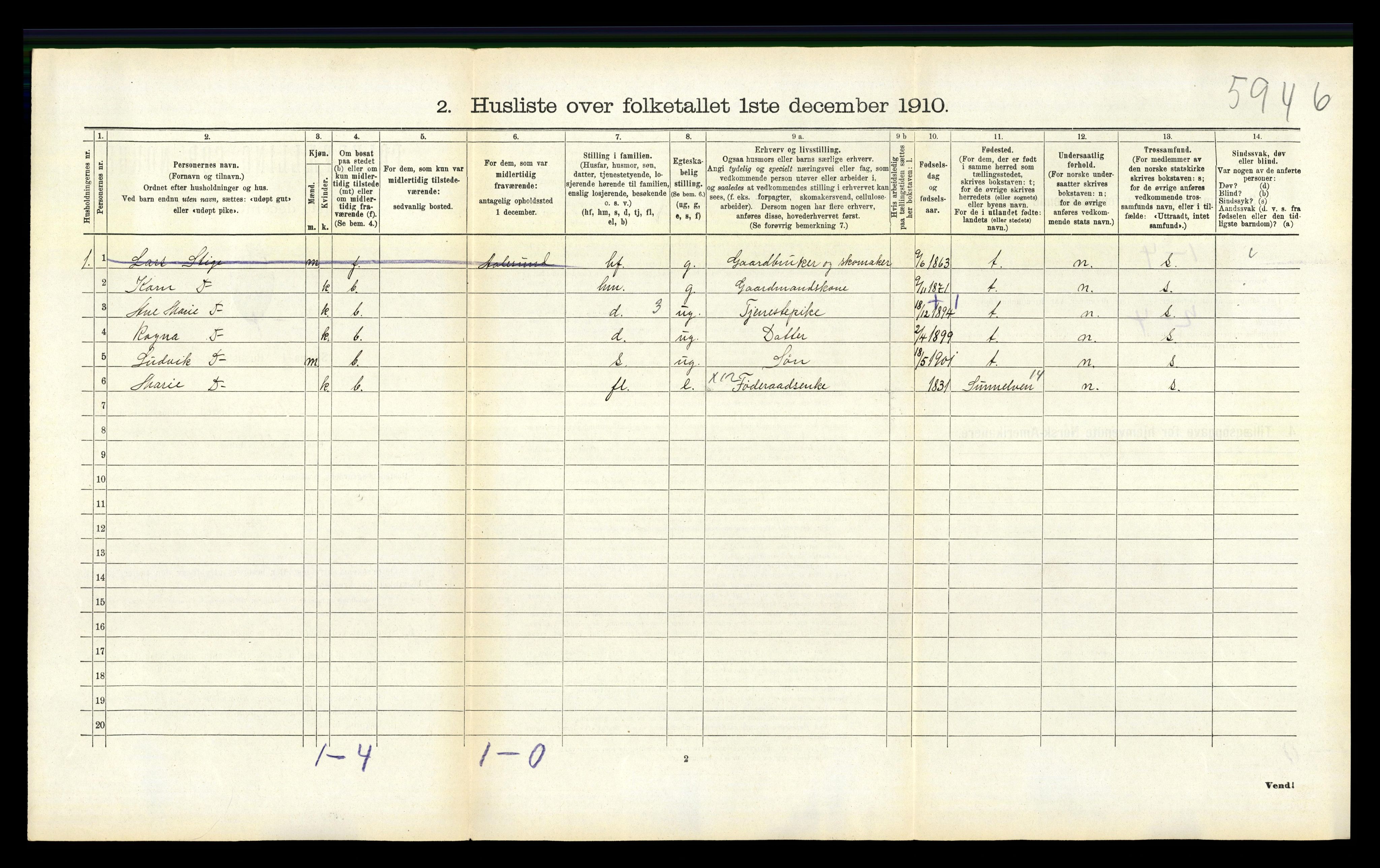 RA, 1910 census for Skodje, 1910, p. 376