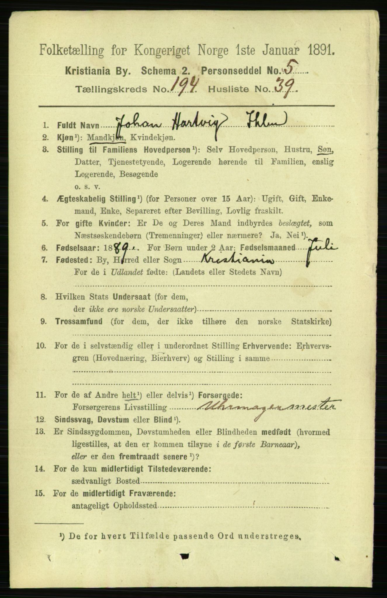 RA, 1891 census for 0301 Kristiania, 1891, p. 117438