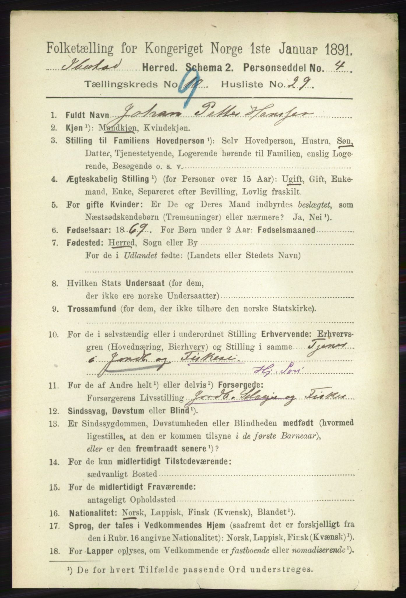 RA, 1891 census for 1917 Ibestad, 1891, p. 6149