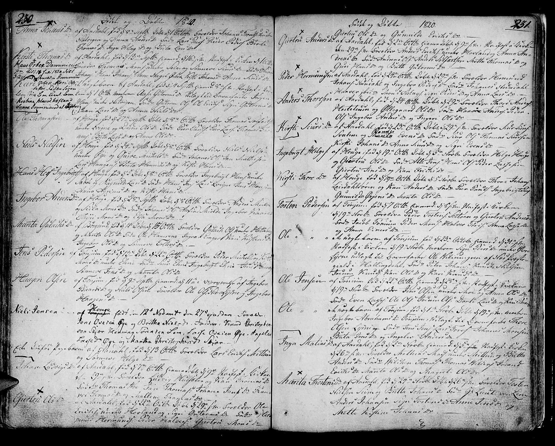 Lærdal sokneprestembete, AV/SAB-A-81201: Parish register (official) no. A 4, 1805-1821, p. 230-231