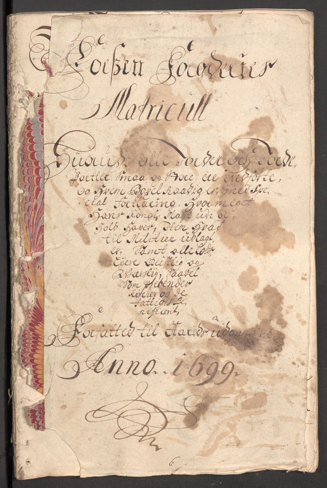 Rentekammeret inntil 1814, Reviderte regnskaper, Fogderegnskap, AV/RA-EA-4092/R57/L3853: Fogderegnskap Fosen, 1698-1699, p. 237