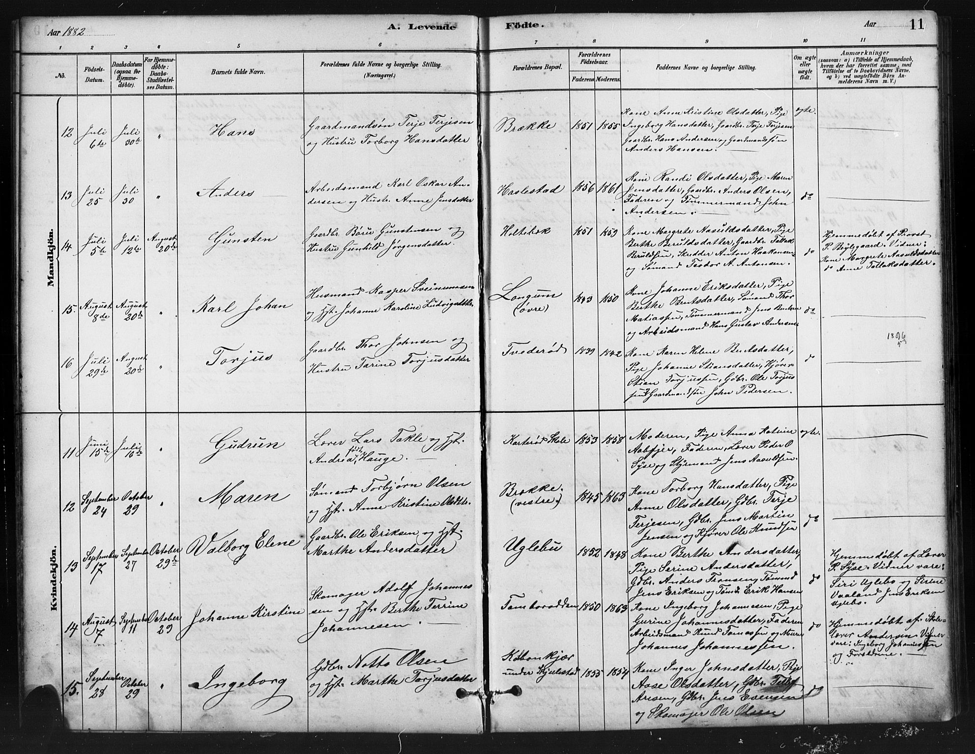 Austre Moland sokneprestkontor, SAK/1111-0001/F/Fb/Fba/L0003: Parish register (copy) no. B 3, 1879-1914, p. 11