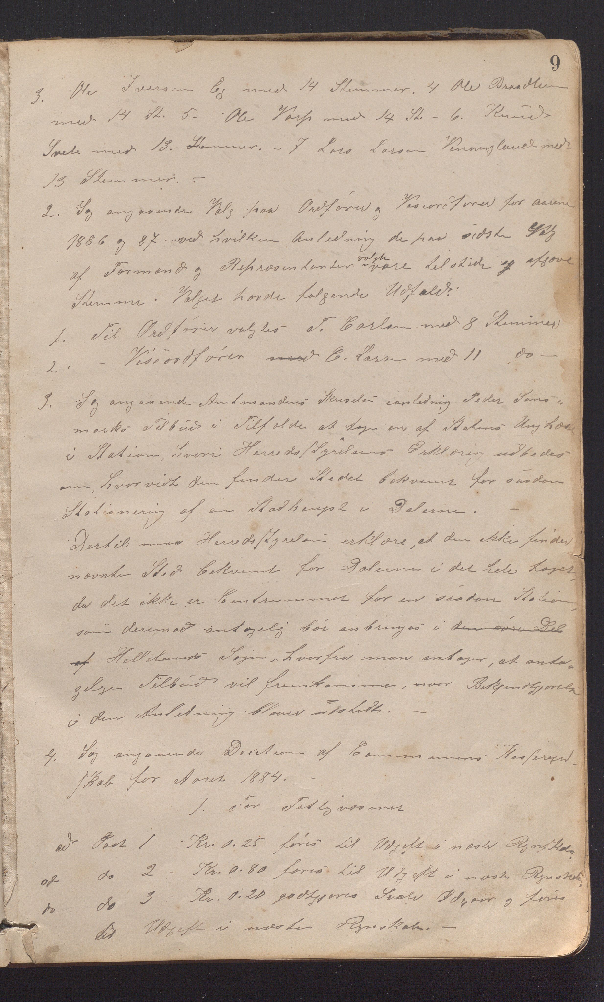 Bjerkreim kommune - Formannskapet/Sentraladministrasjonen, IKAR/K-101531/A/Aa/L0002: Møtebok, 1884-1903, p. 9a