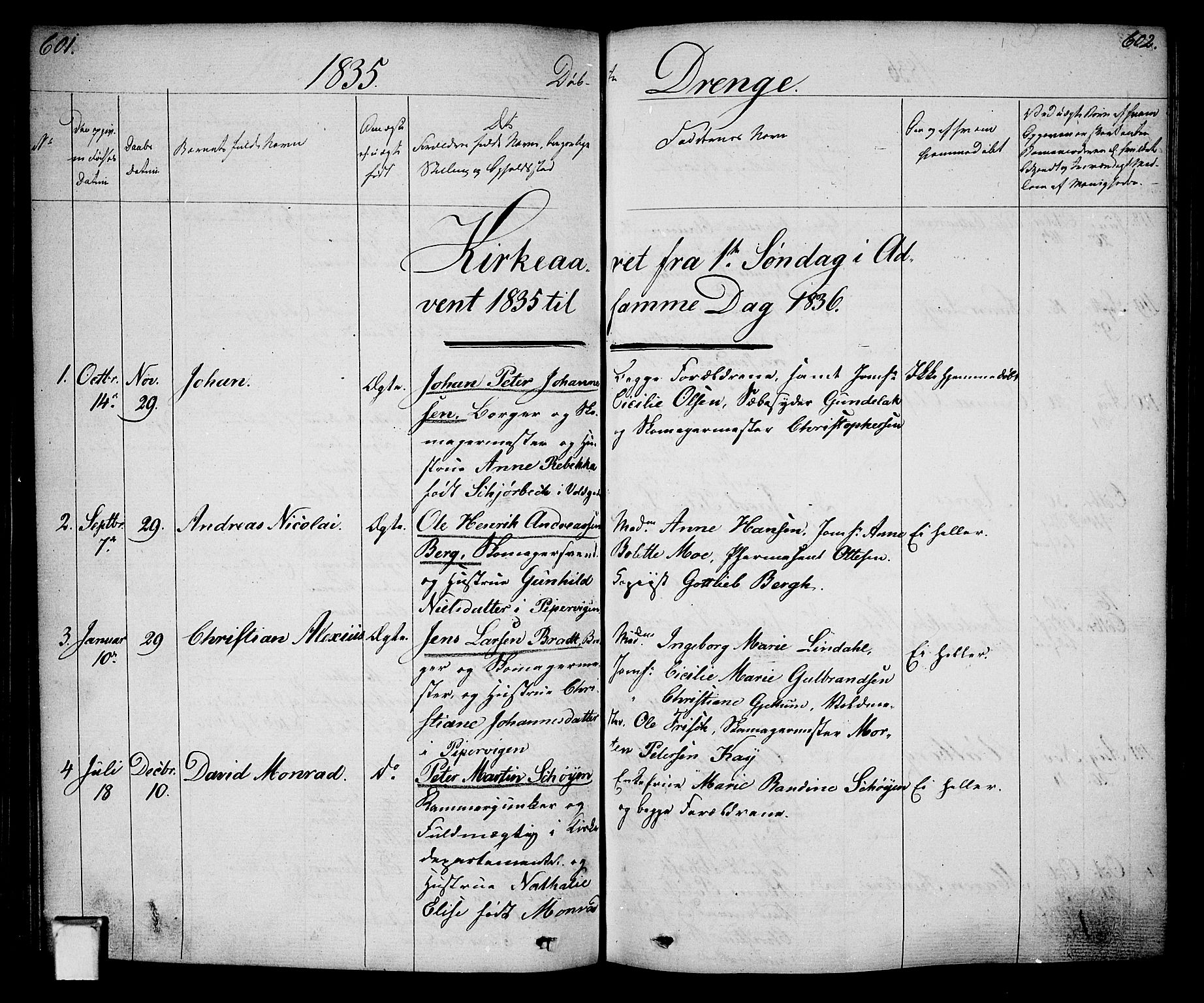 Oslo domkirke Kirkebøker, SAO/A-10752/F/Fa/L0011: Parish register (official) no. 11, 1830-1836, p. 601-602