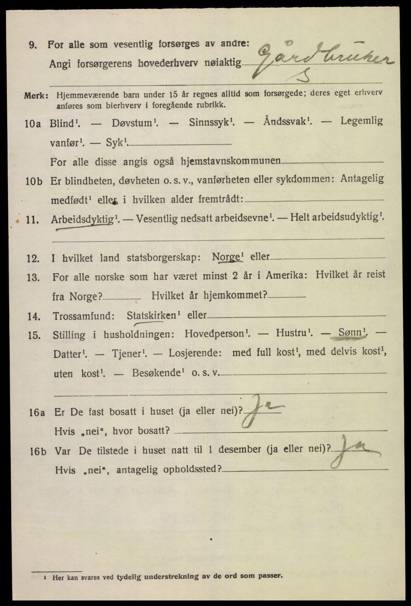 SAK, 1920 census for Lyngdal, 1920, p. 6488