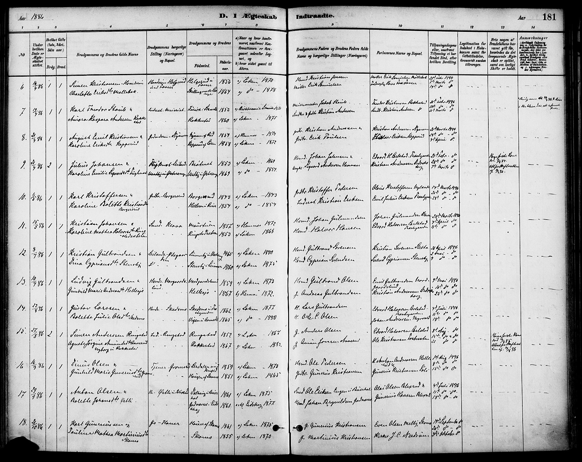 Høland prestekontor Kirkebøker, AV/SAO-A-10346a/F/Fa/L0013: Parish register (official) no. I 13, 1880-1897, p. 181