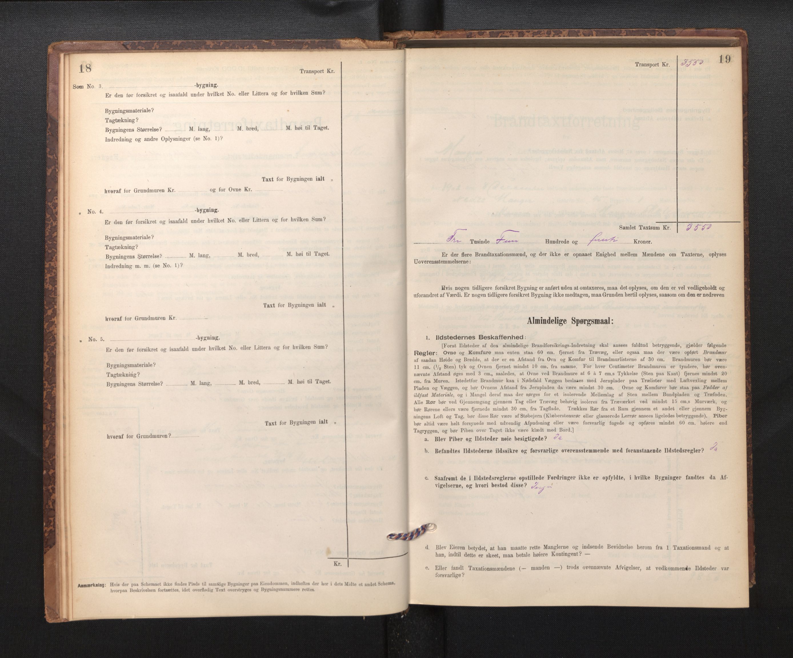 Lensmannen i Manger, AV/SAB-A-33701/0012/L0004: Branntakstprotokoll, skjematakst, 1894-1952, p. 18-19