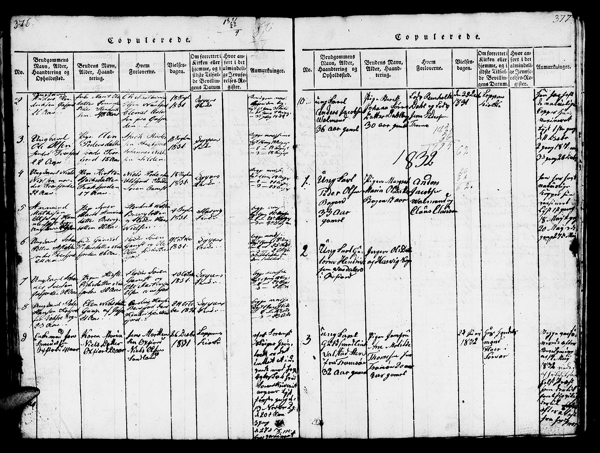 Loppa sokneprestkontor, SATØ/S-1339/H/Hb/L0001klokker: Parish register (copy) no. 1, 1820-1849, p. 376-377