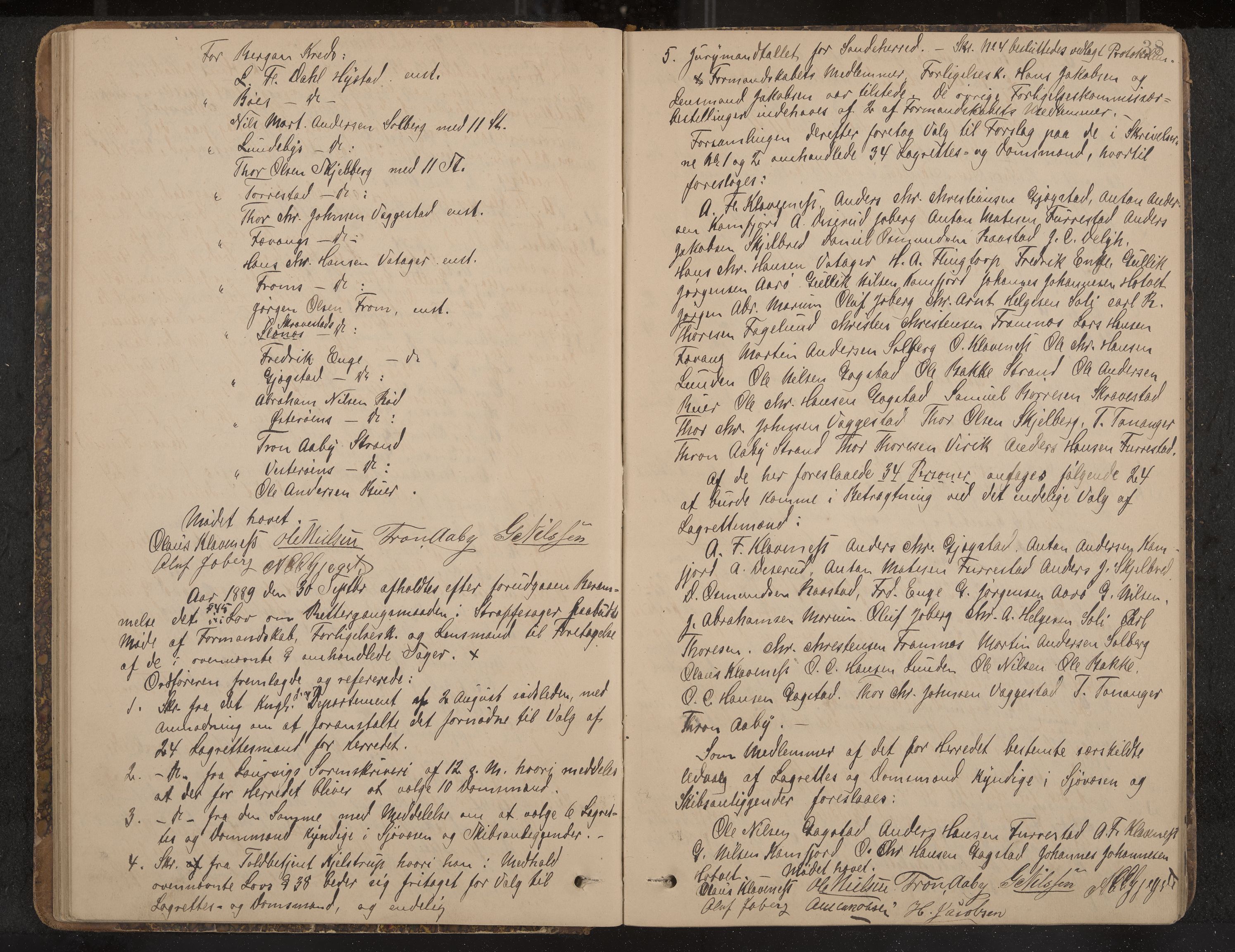 Sandar formannskap og sentraladministrasjon, IKAK/0724021/A/Aa/L0001: Møtebok, 1886-1895, p. 38