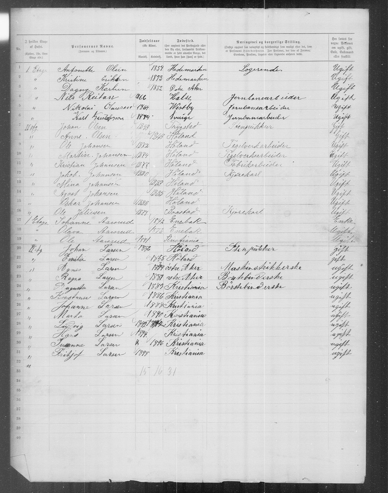 OBA, Municipal Census 1899 for Kristiania, 1899, p. 13739