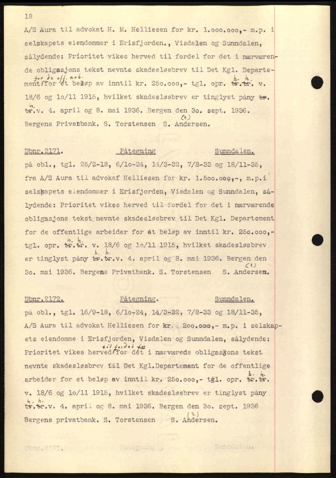 Nordmøre sorenskriveri, AV/SAT-A-4132/1/2/2Ca: Mortgage book no. C80, 1936-1939, Diary no: : 2171/1936