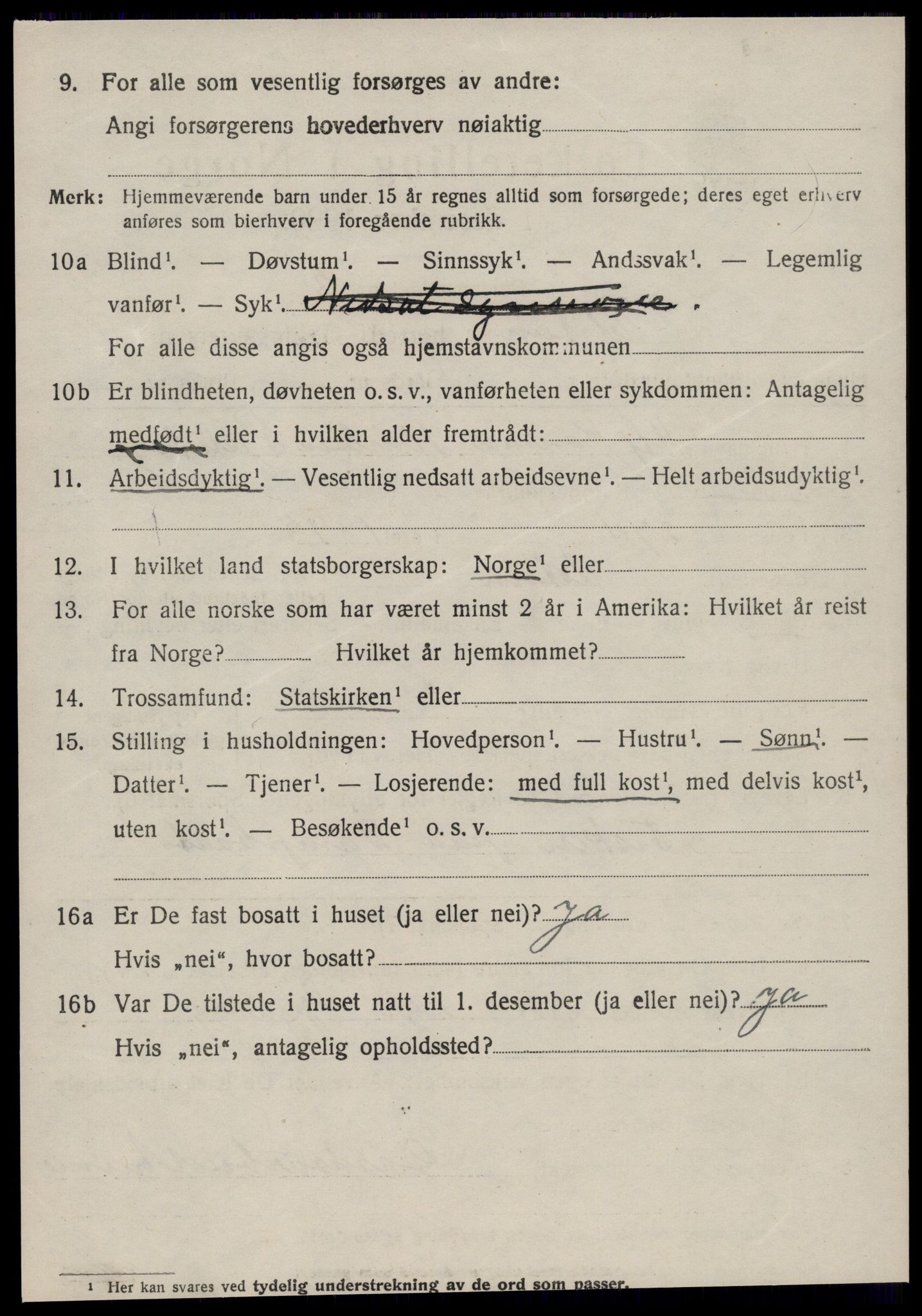 SAT, 1920 census for Ulstein, 1920, p. 5311