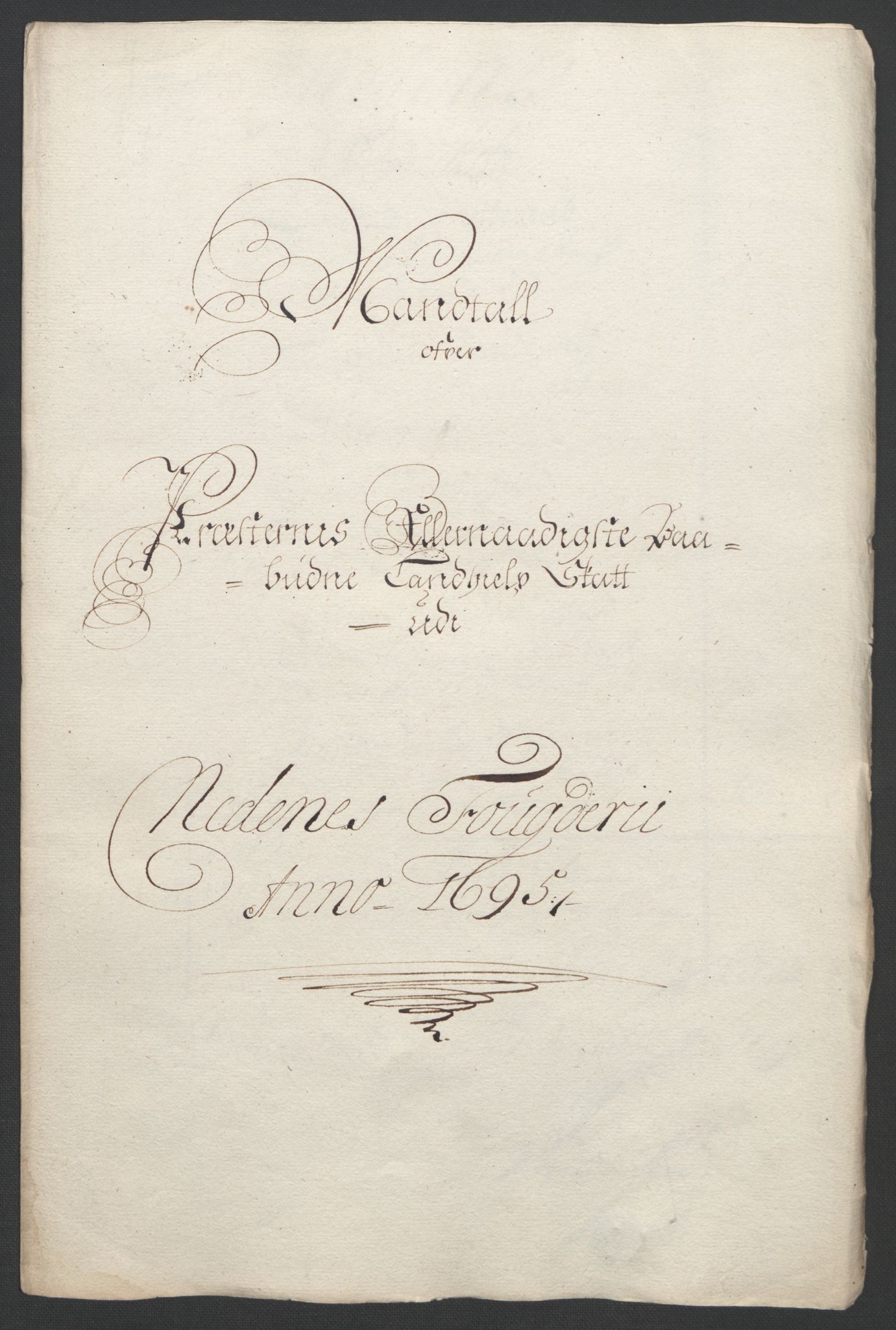 Rentekammeret inntil 1814, Reviderte regnskaper, Fogderegnskap, RA/EA-4092/R39/L2312: Fogderegnskap Nedenes, 1693-1695, p. 286