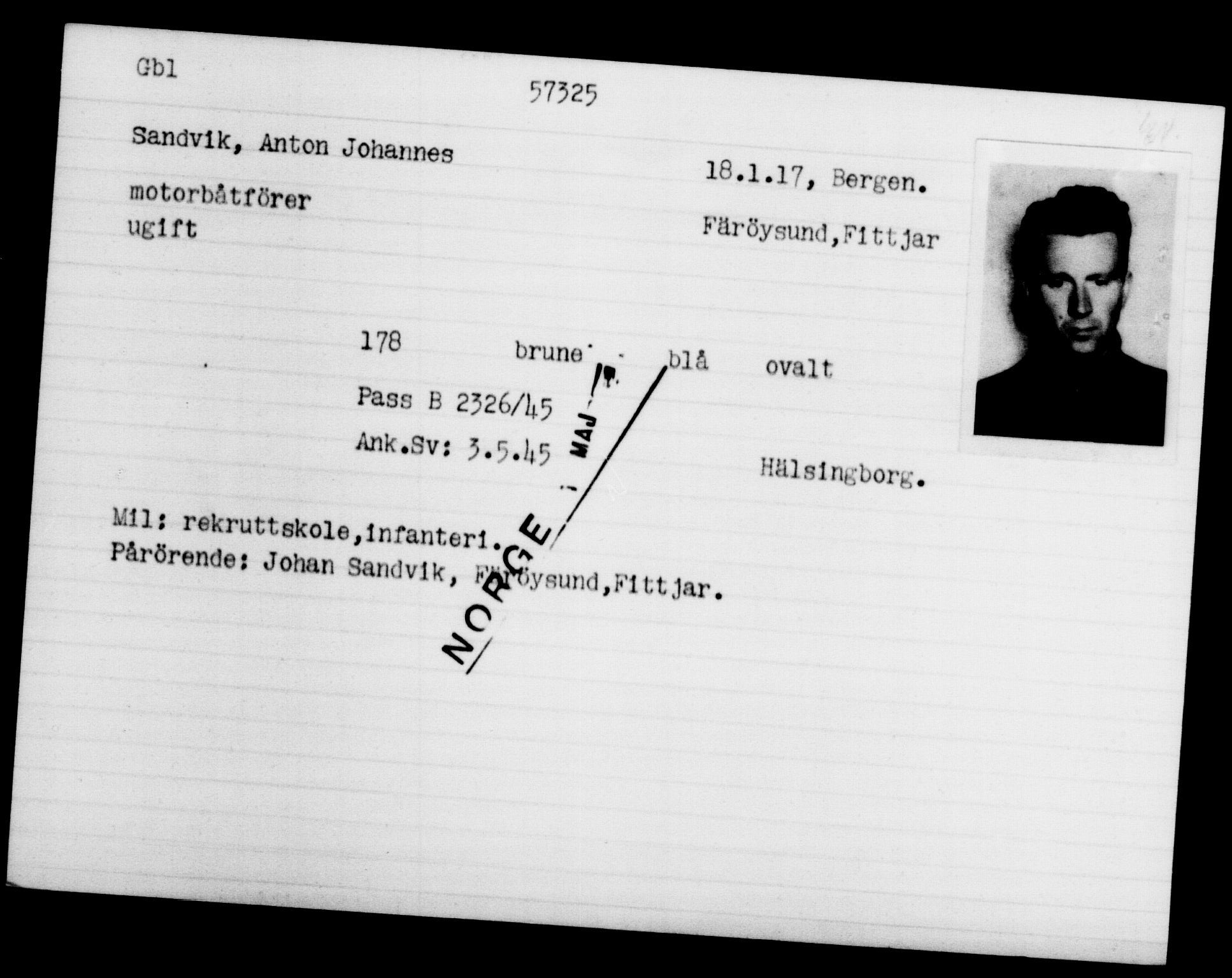 Utenriksstasjonene, Legasjonen i Stockholm, Flyktningkontoret, AV/RA-S-6753/V/Va/L0020: Kjesäterkartoteket, flyktninger med registreringsnr. 55000-58245, 1940-1945, p. 2324