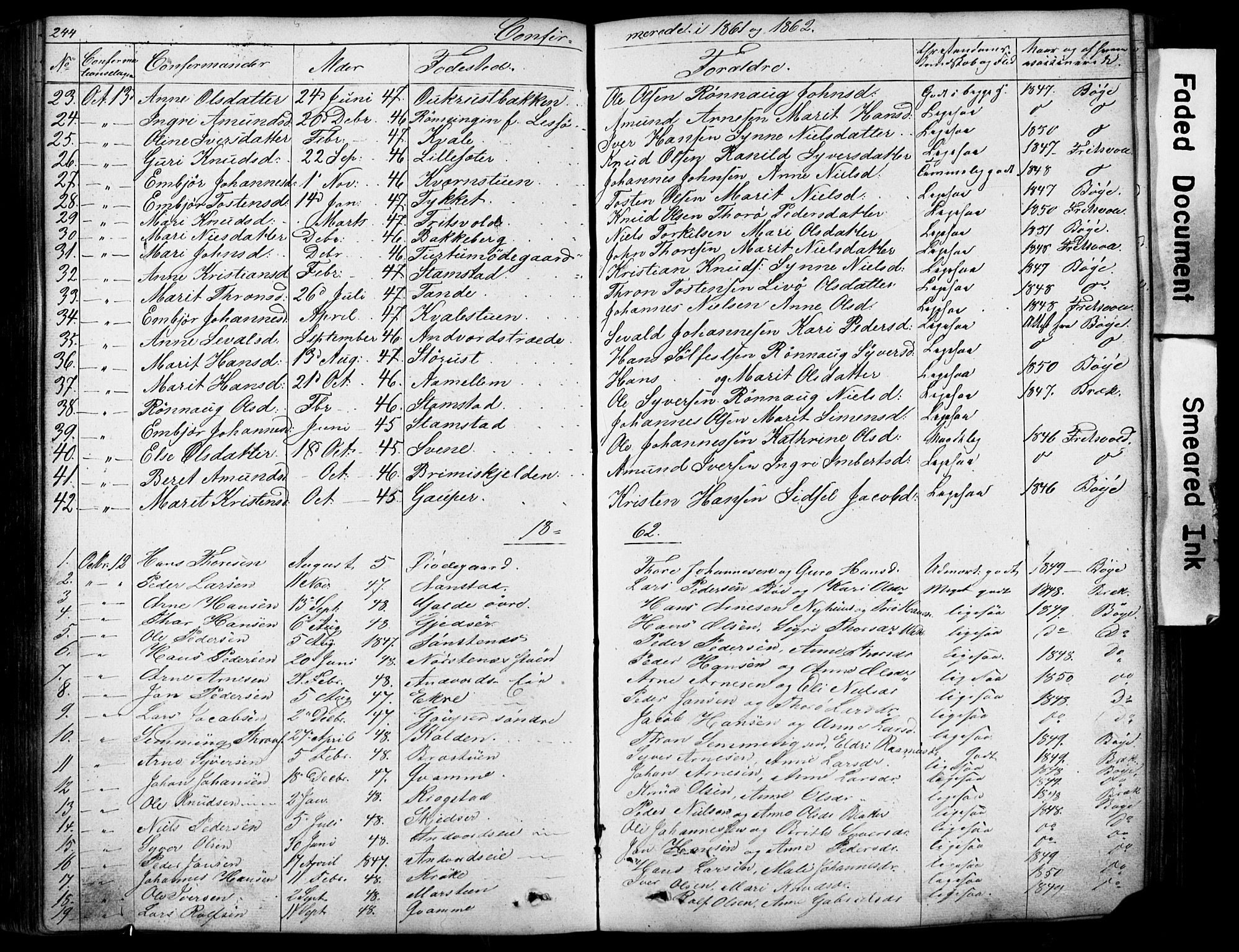 Lom prestekontor, SAH/PREST-070/L/L0012: Parish register (copy) no. 12, 1845-1873, p. 244-245