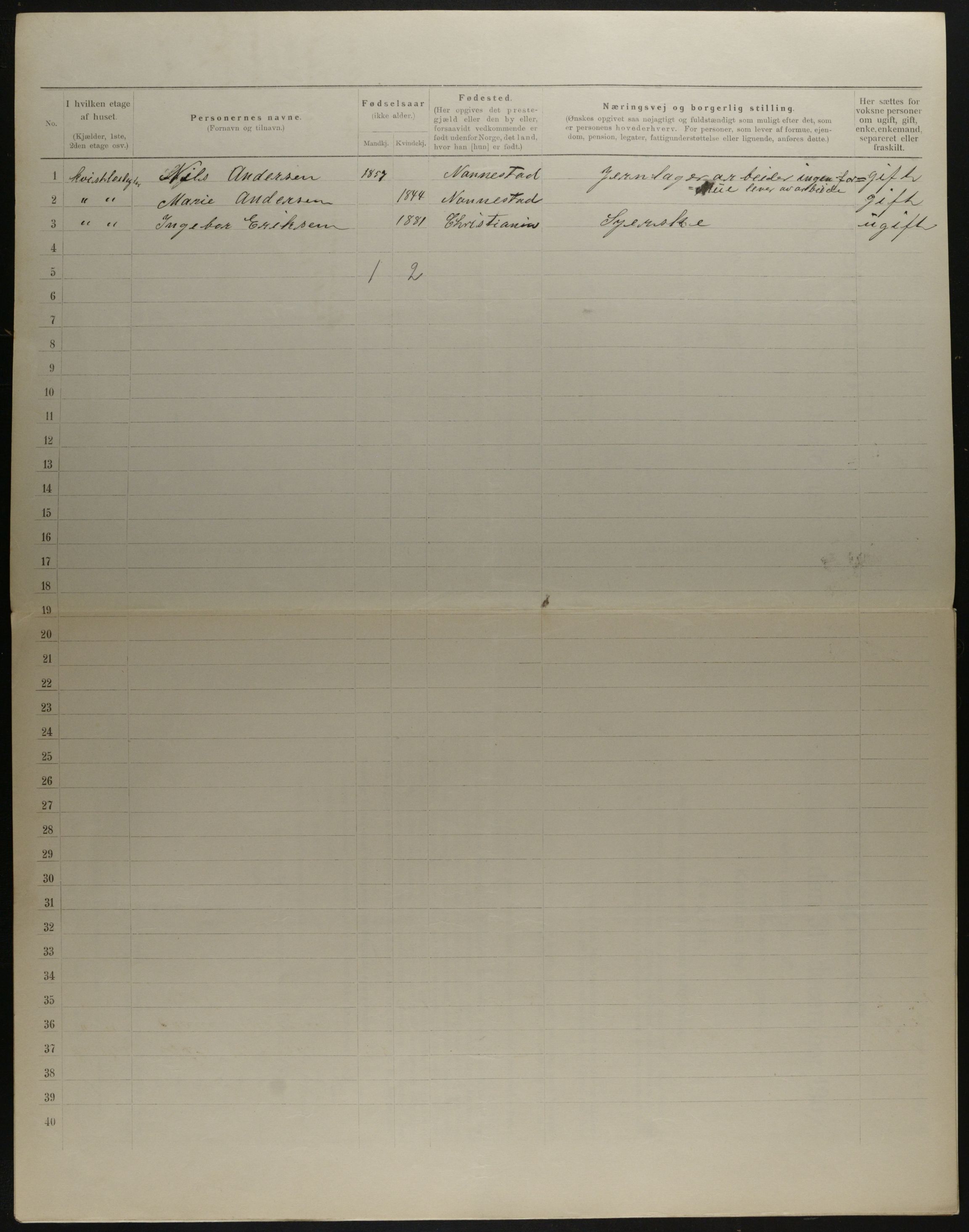 OBA, Municipal Census 1901 for Kristiania, 1901, p. 15568