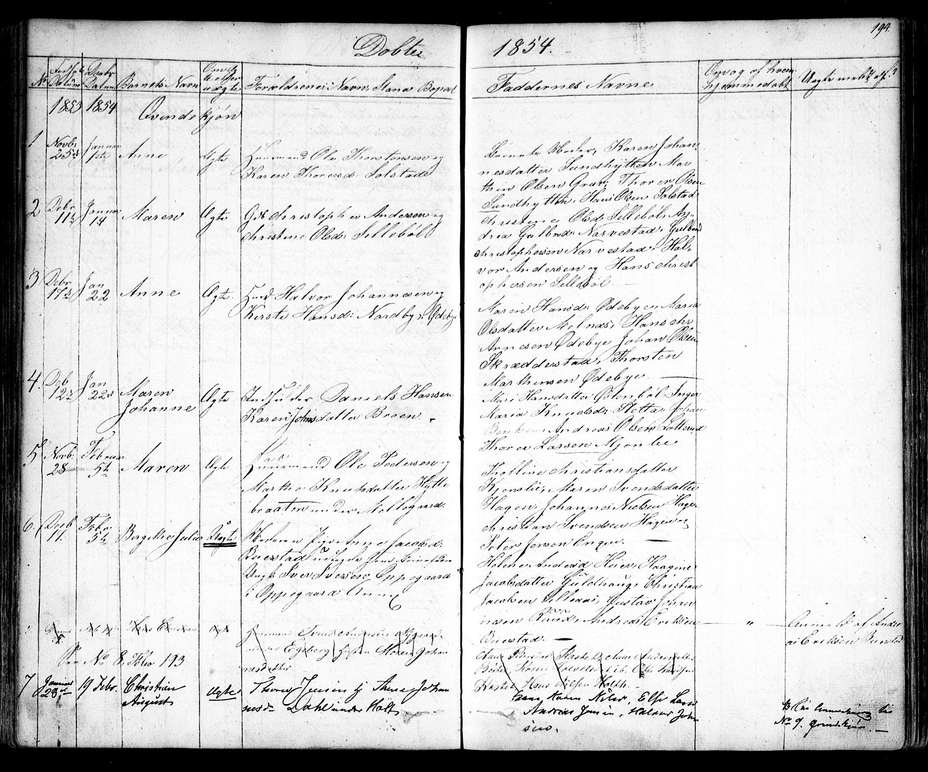Enebakk prestekontor Kirkebøker, SAO/A-10171c/F/Fa/L0009: Parish register (official) no. I 9, 1832-1861, p. 194