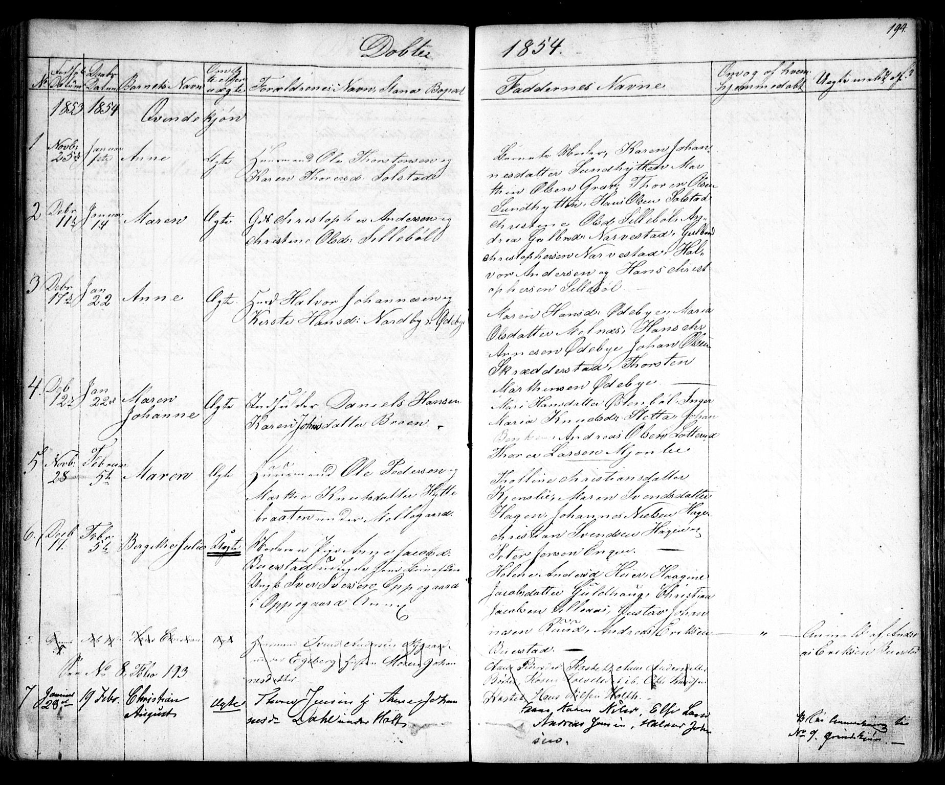 Enebakk prestekontor Kirkebøker, AV/SAO-A-10171c/F/Fa/L0009: Parish register (official) no. I 9, 1832-1861, p. 194