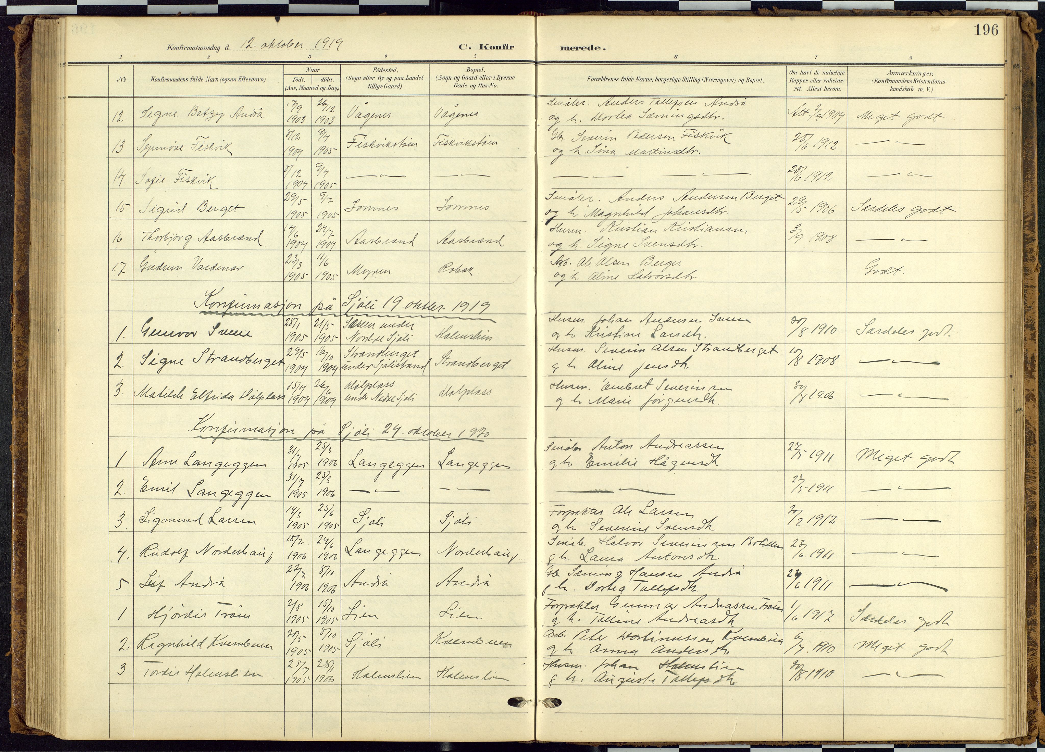 Rendalen prestekontor, SAH/PREST-054/H/Ha/Hab/L0010: Parish register (copy) no. 10, 1903-1940, p. 196