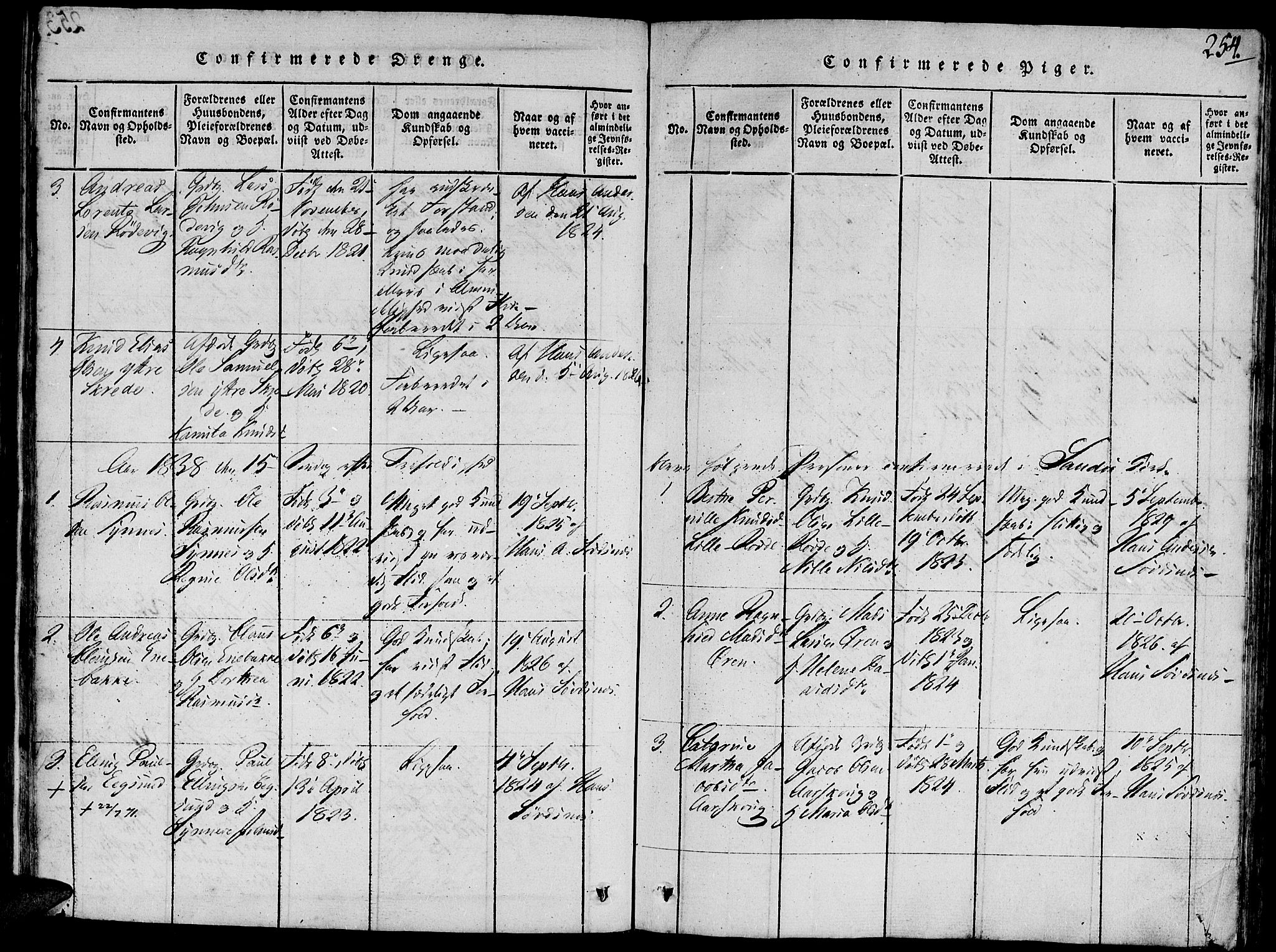 Ministerialprotokoller, klokkerbøker og fødselsregistre - Møre og Romsdal, SAT/A-1454/504/L0054: Parish register (official) no. 504A01, 1816-1861, p. 254