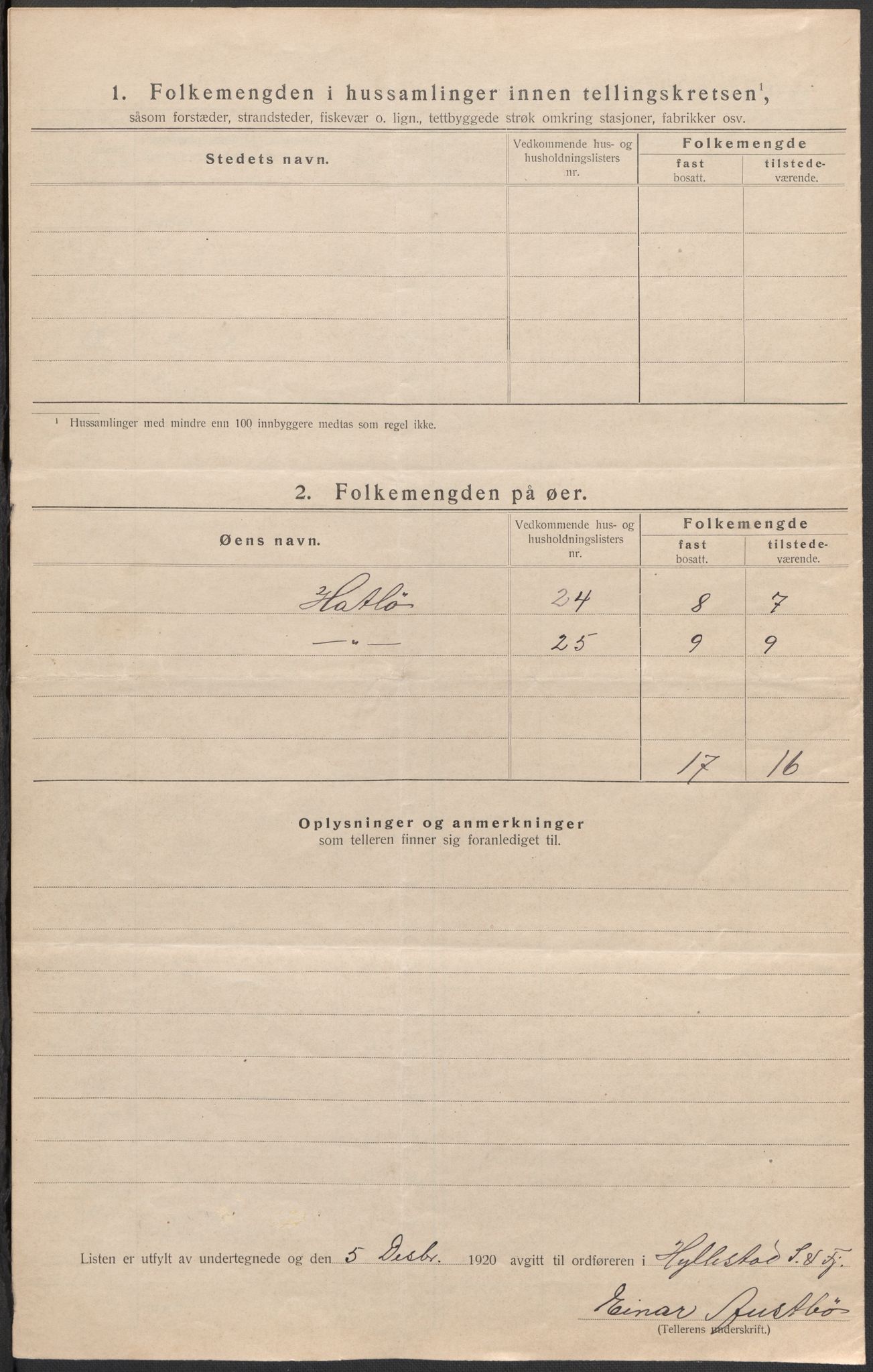 SAB, 1920 census for Hyllestad, 1920, p. 19